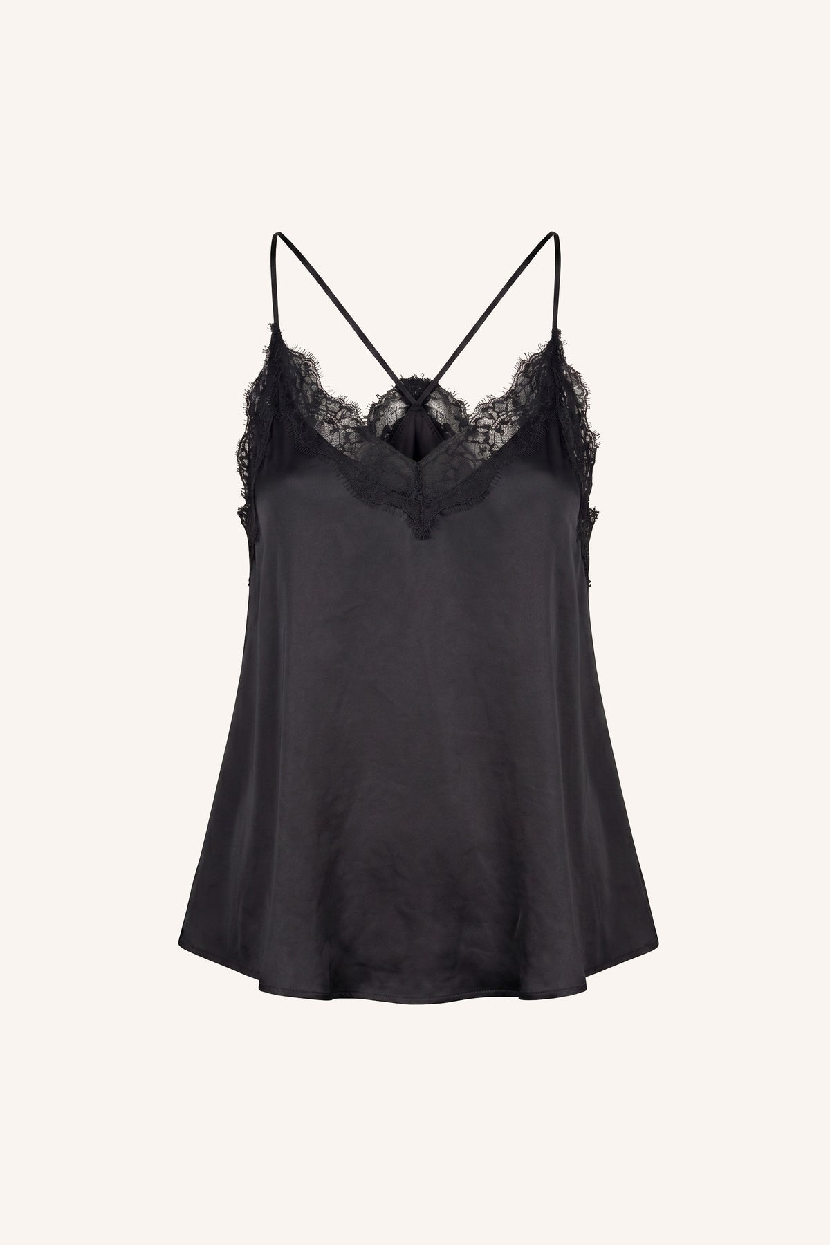 pia satin top | black