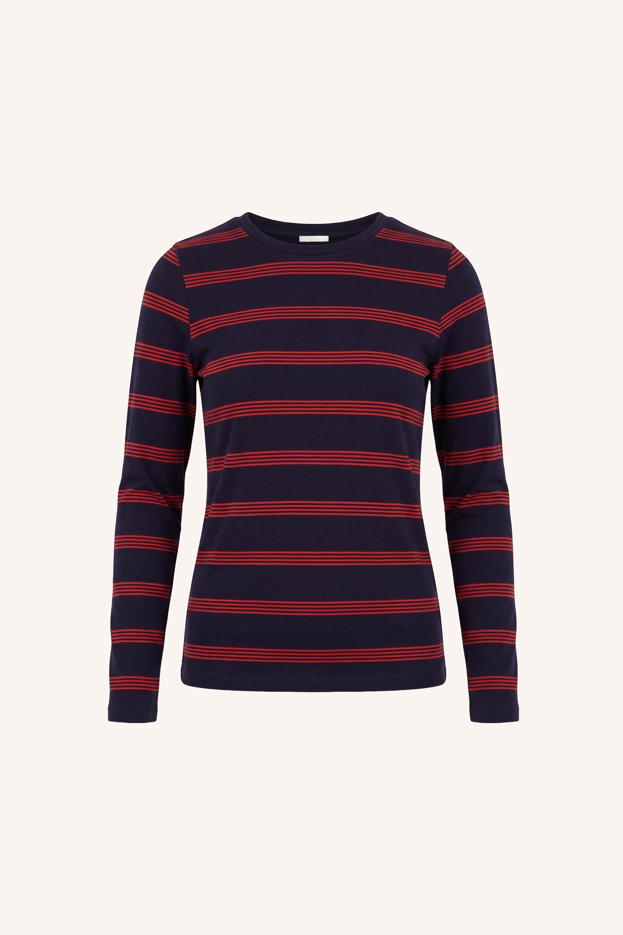mali-ls-stripe-top-poppy-multi-stripe-all-time classic-aansluitende fit-katoen kwaliteit-by-bar-productfoto