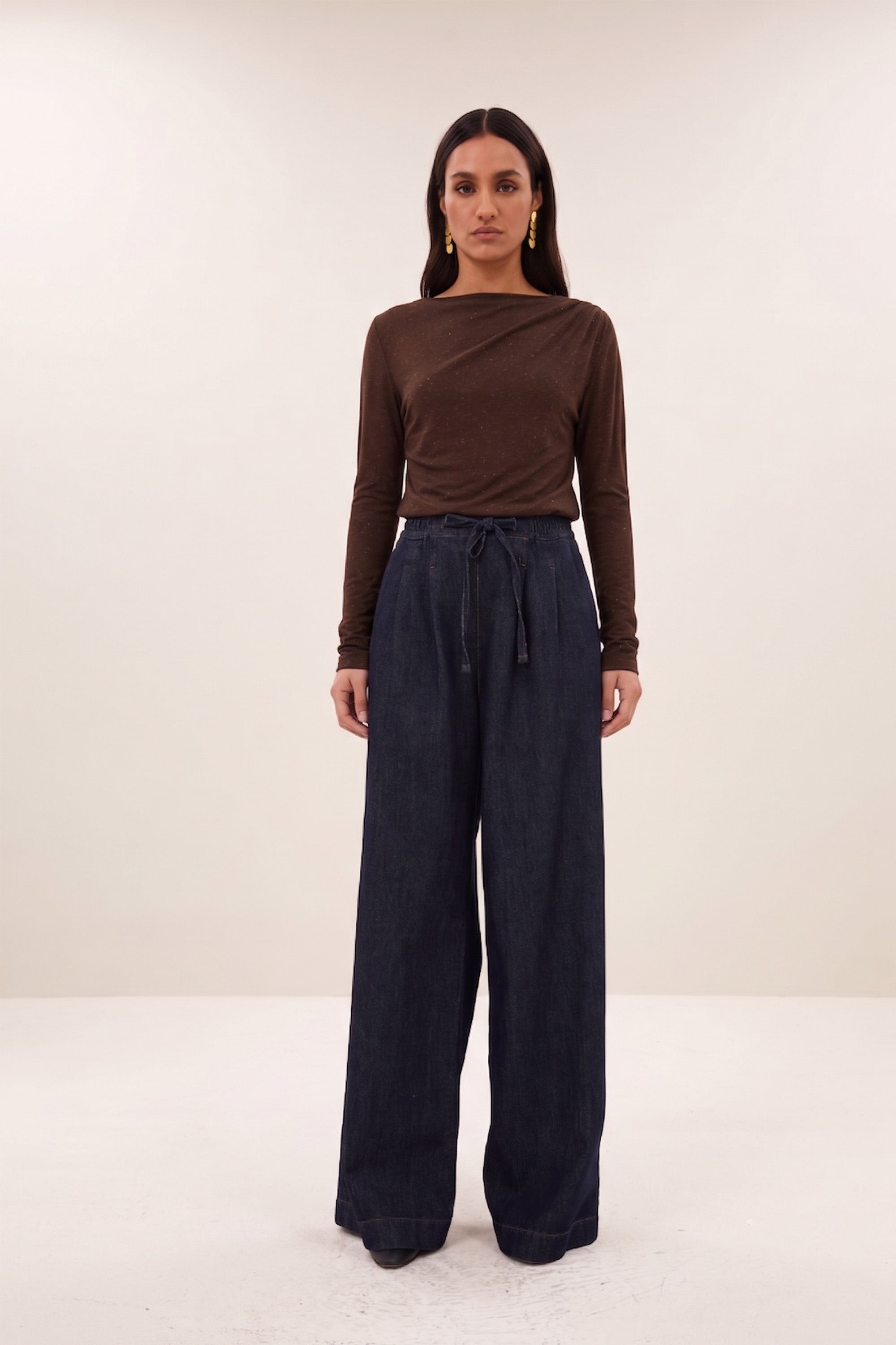 leya sparkle top | chocolate brown