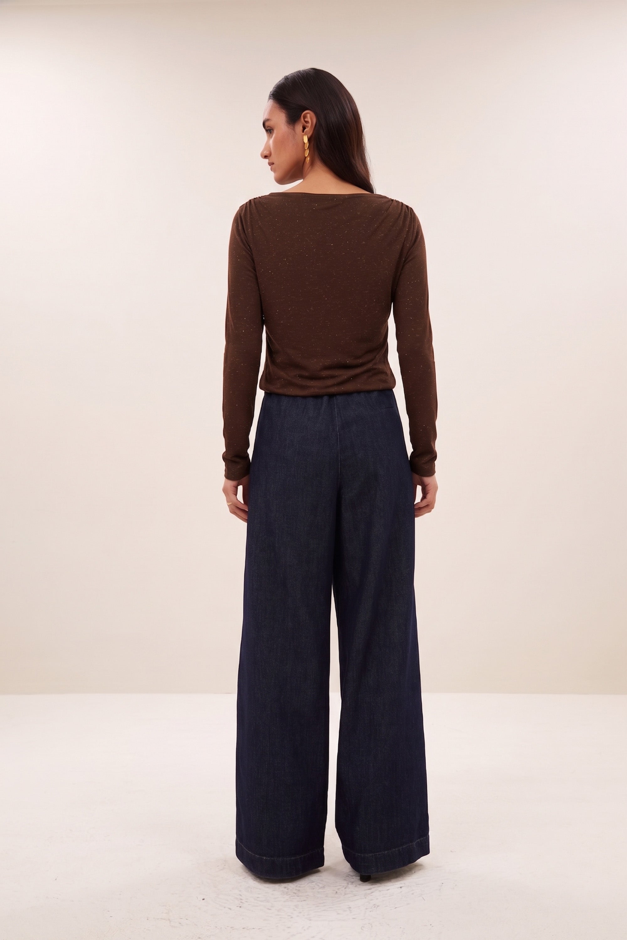 leya sparkle top | chocolate brown