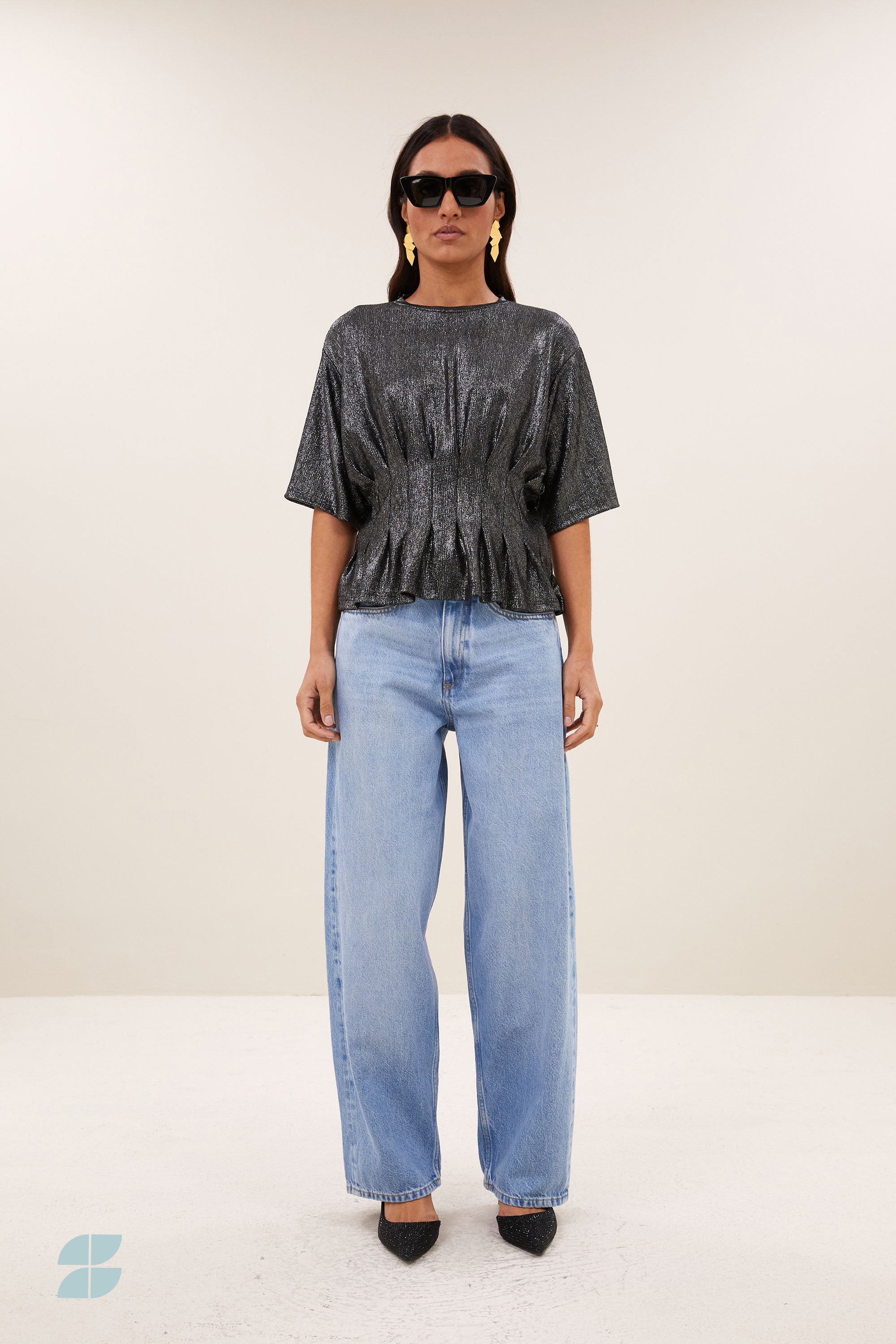 diva metallic top | metallic silver
