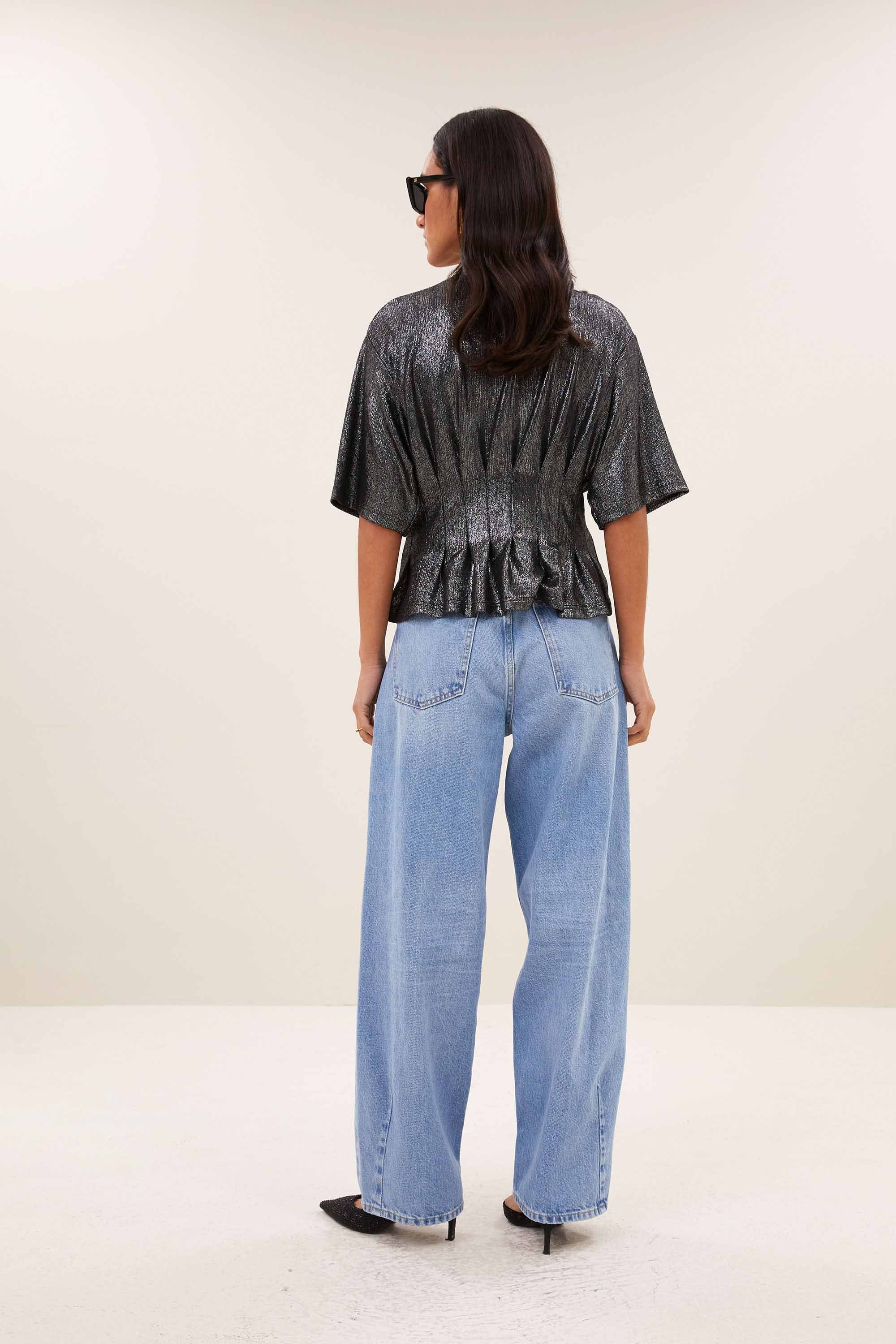 diva metallic top | metallic silver