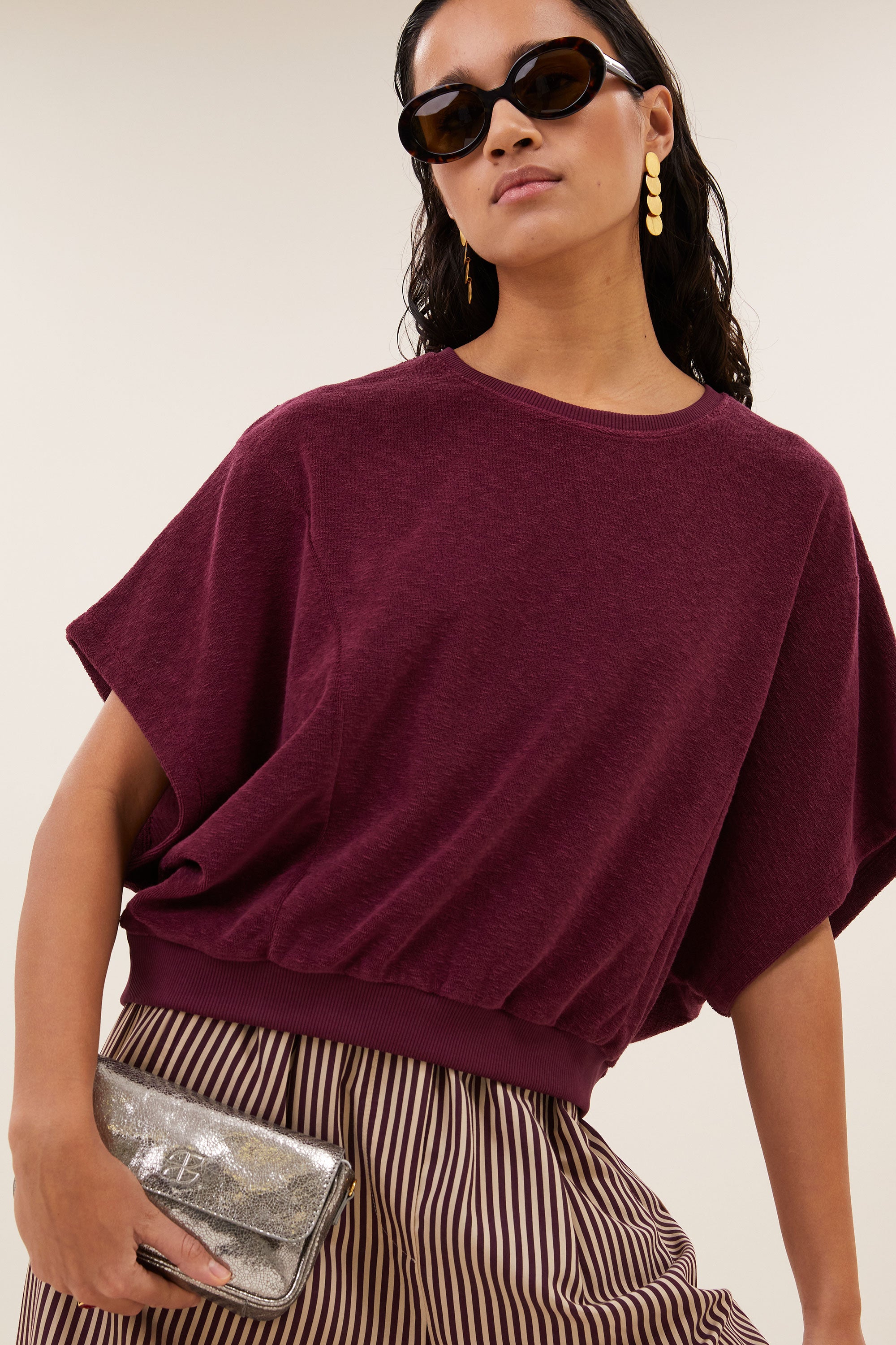 nuki slub top | burgundy crush