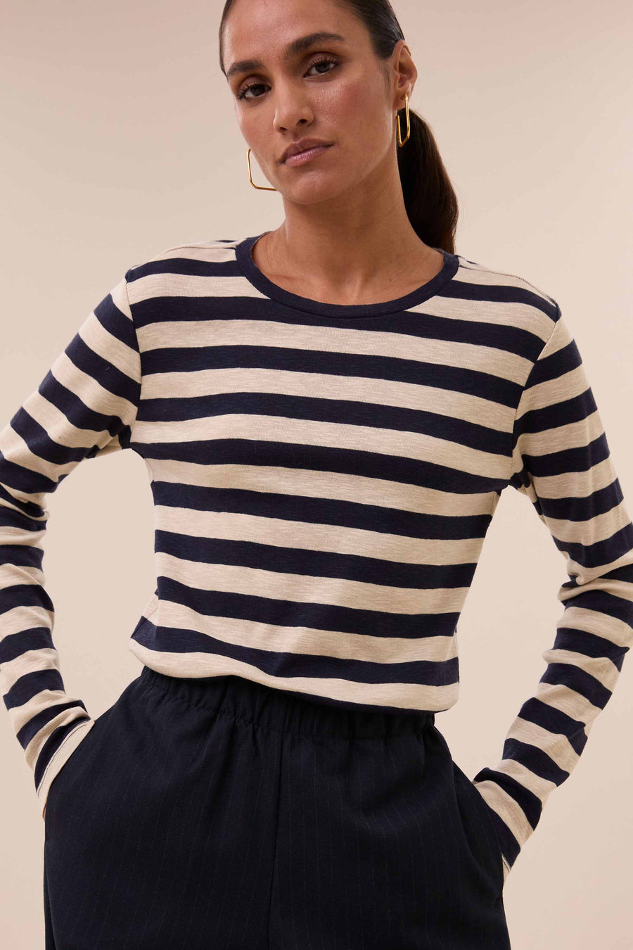 basic ls big stripe top | night sky