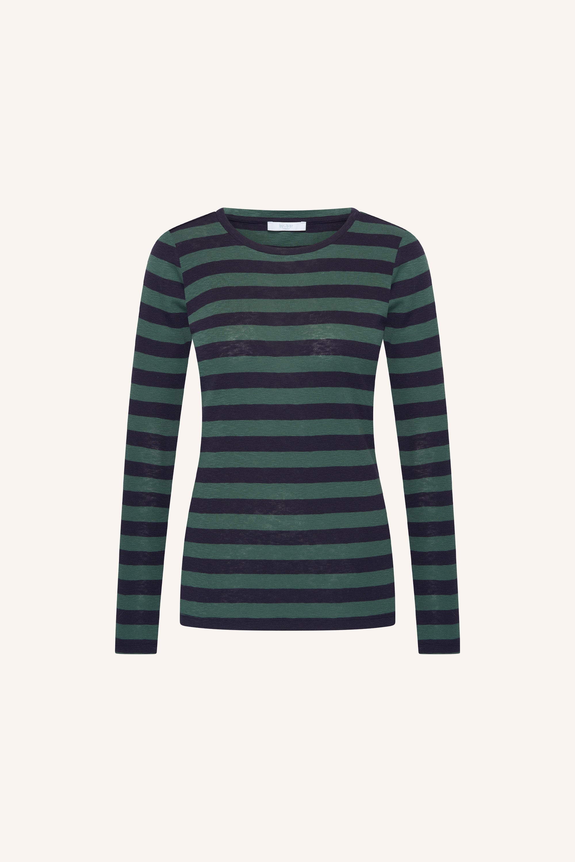 basic-ls-big-stripe-top-deep-green-2-all-time classic-aansluitende fit-biologisch katoen-by-bar-productfoto