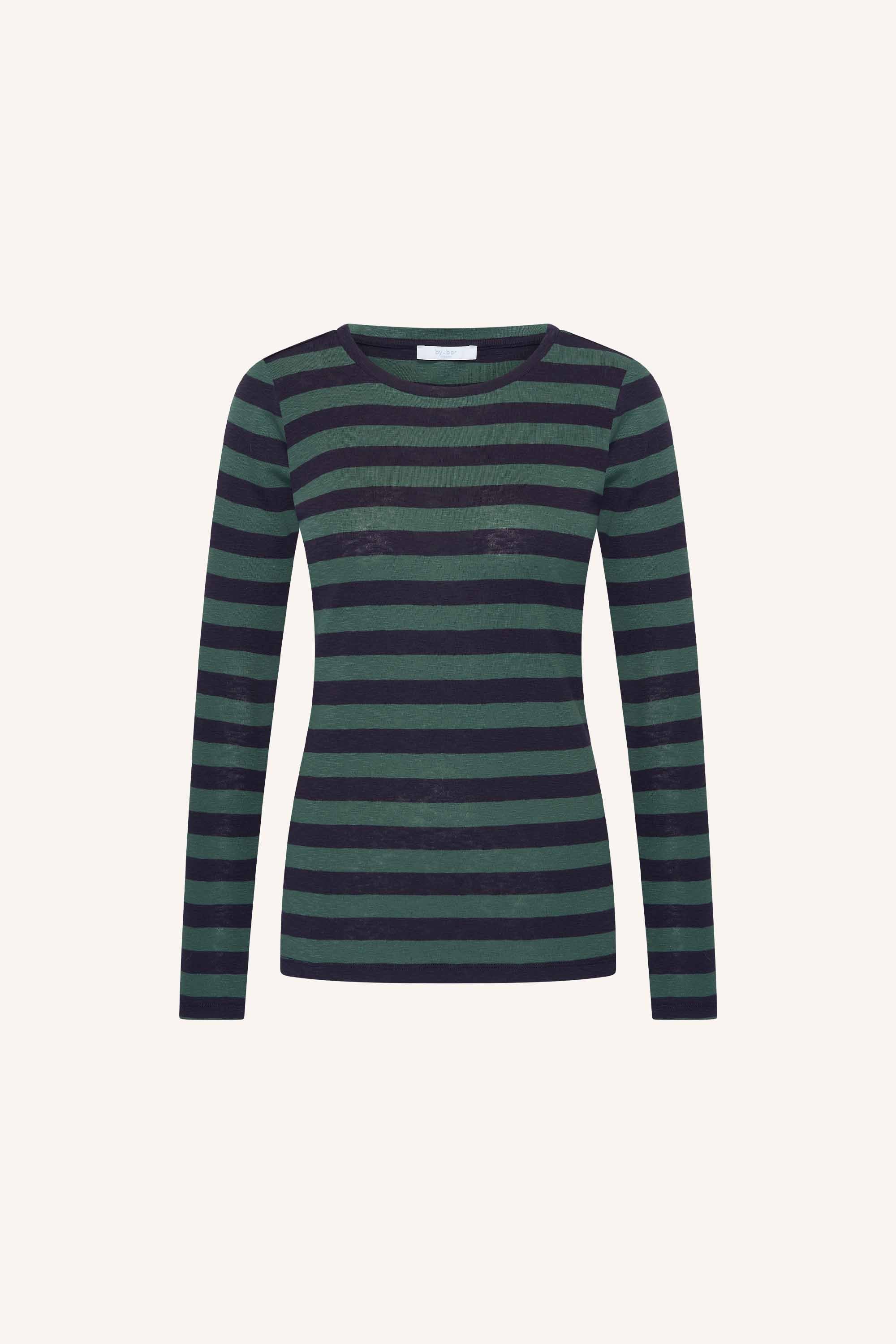 basic ls big stripe top | deep green