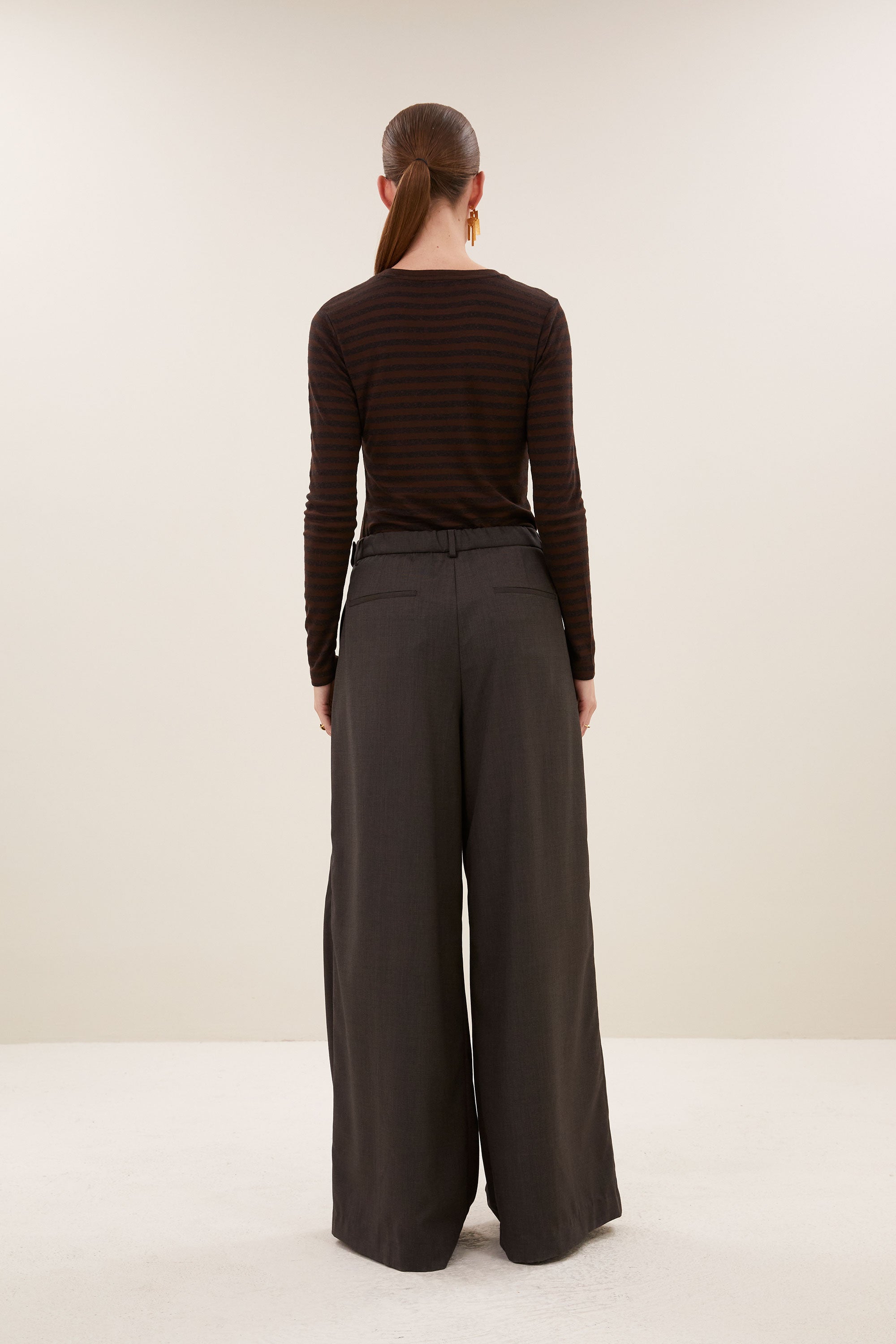 basic ls melange stripe top | coffee bean