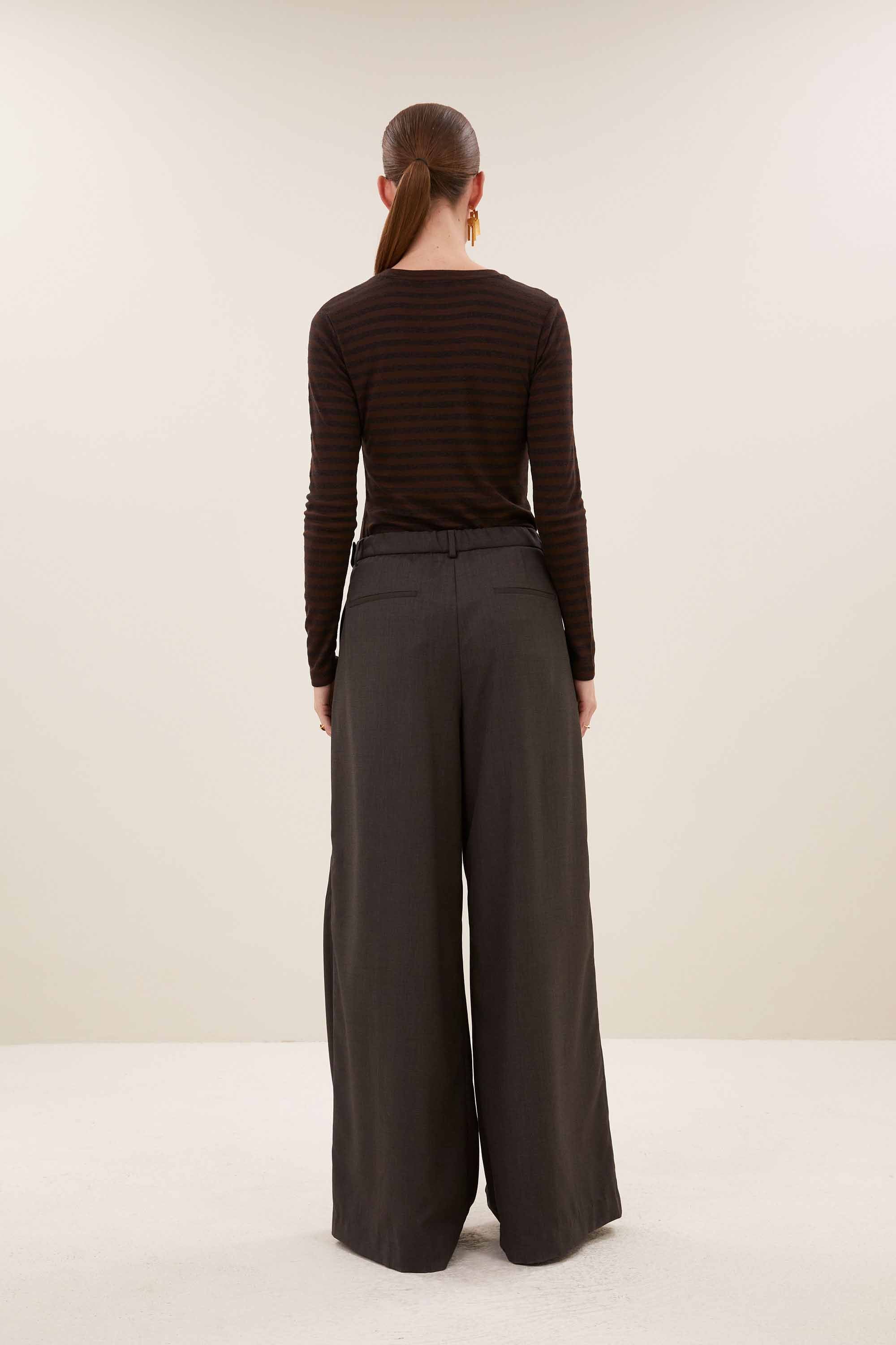 basic ls melange stripe top | coffee bean