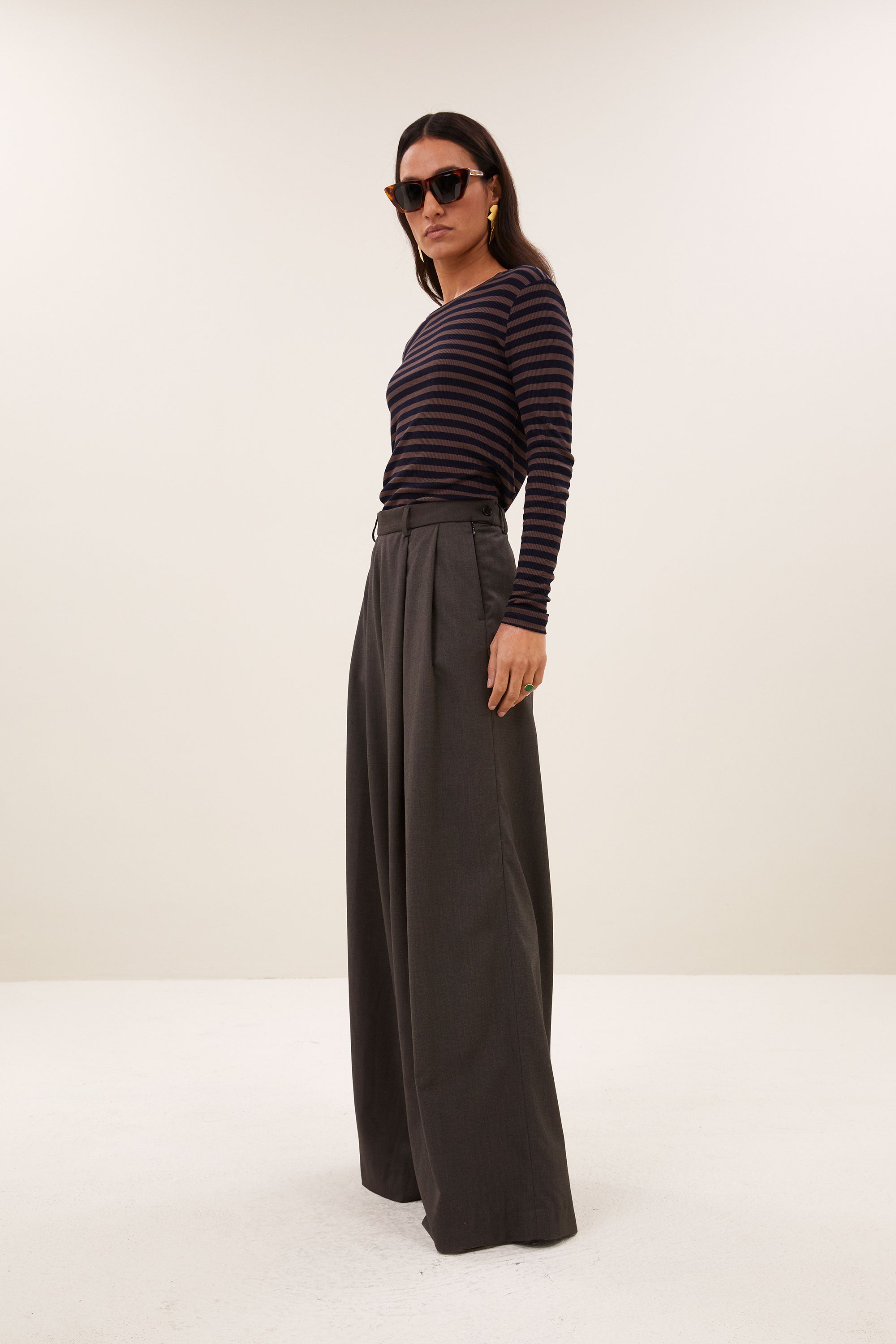 basic ls rib top | deep stripe