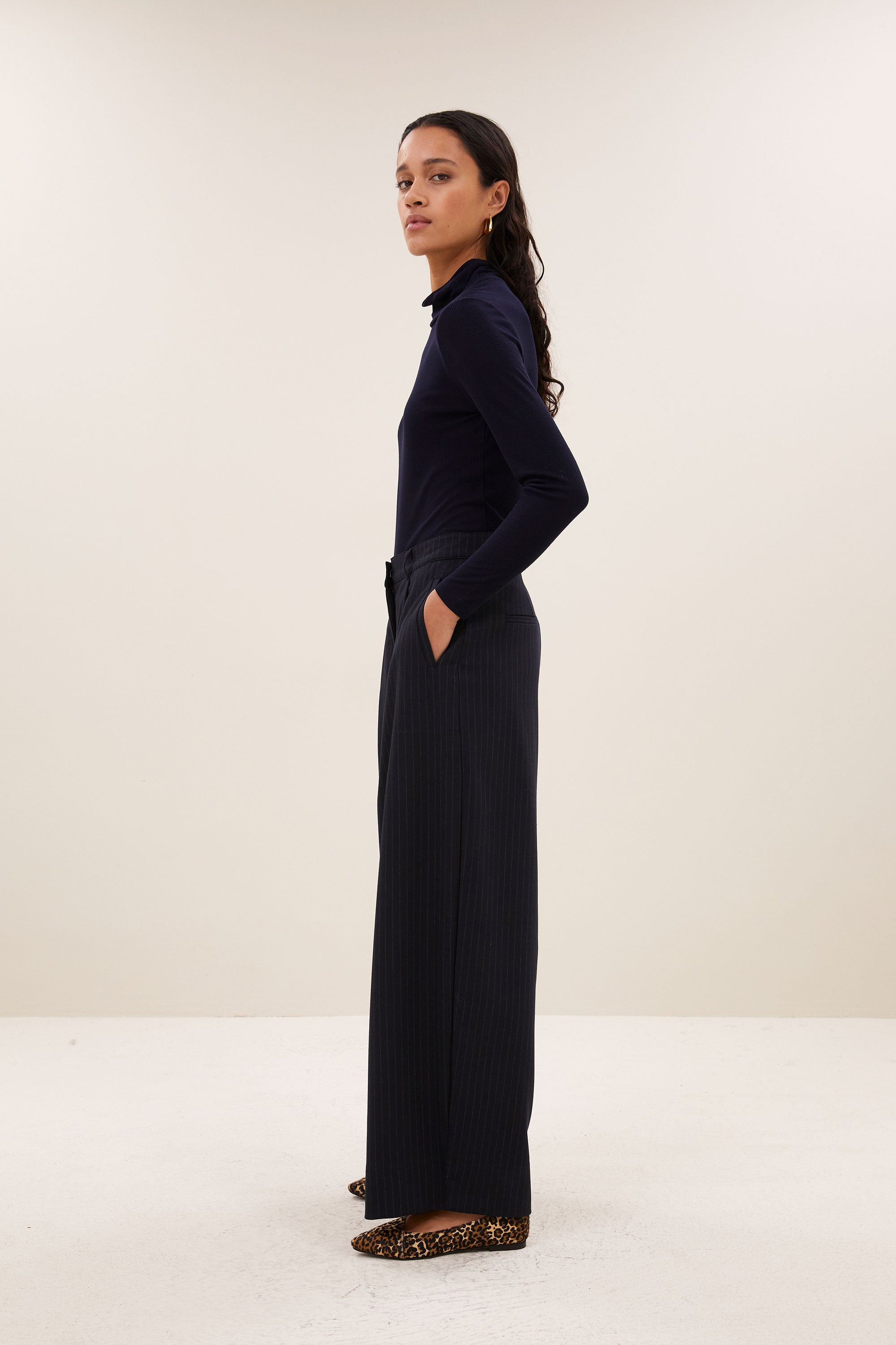 frida pinstripe pants | midnight