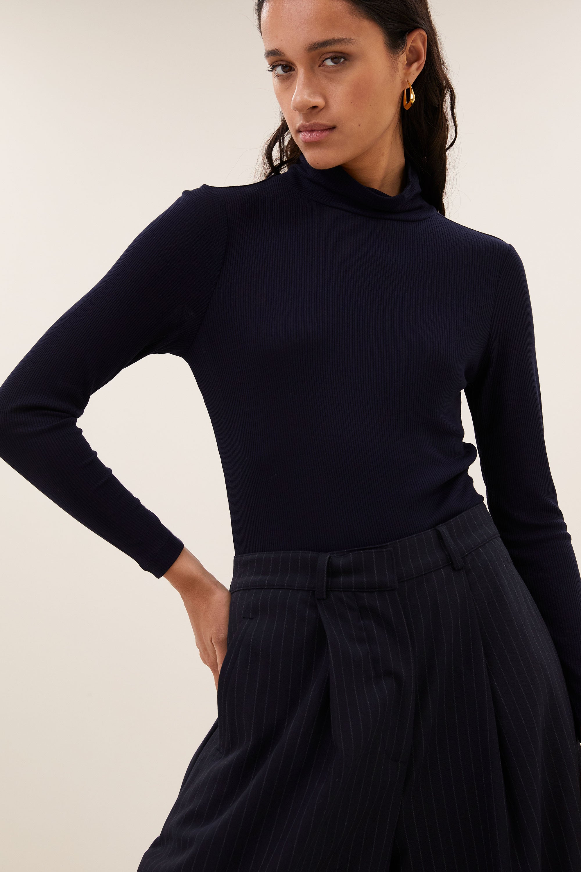 frida pinstripe pants | midnight