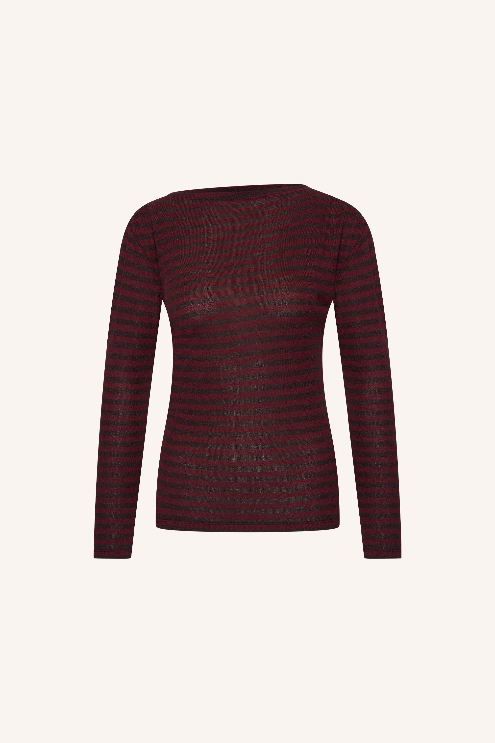 leya-melange-stripe-top-pecan-all-time classic-casual fit-aansluitende fit-by-bar-productfoto