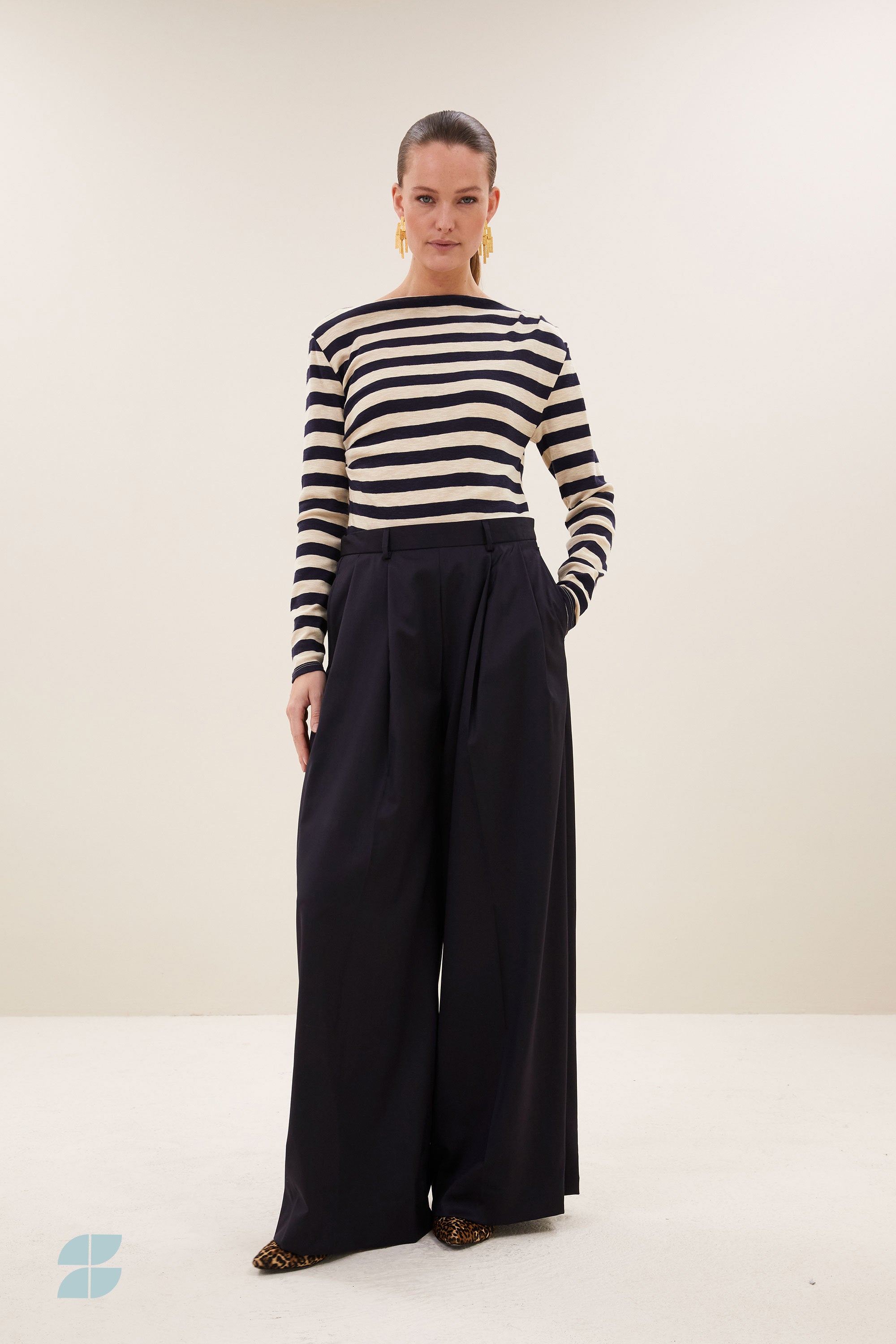 leya big stripe top | night sky