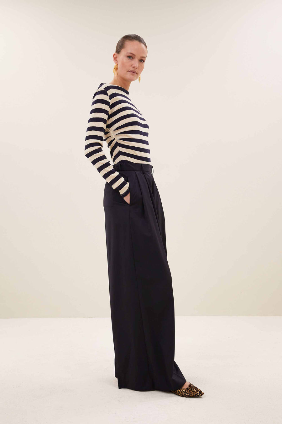 leya big stripe top | night sky