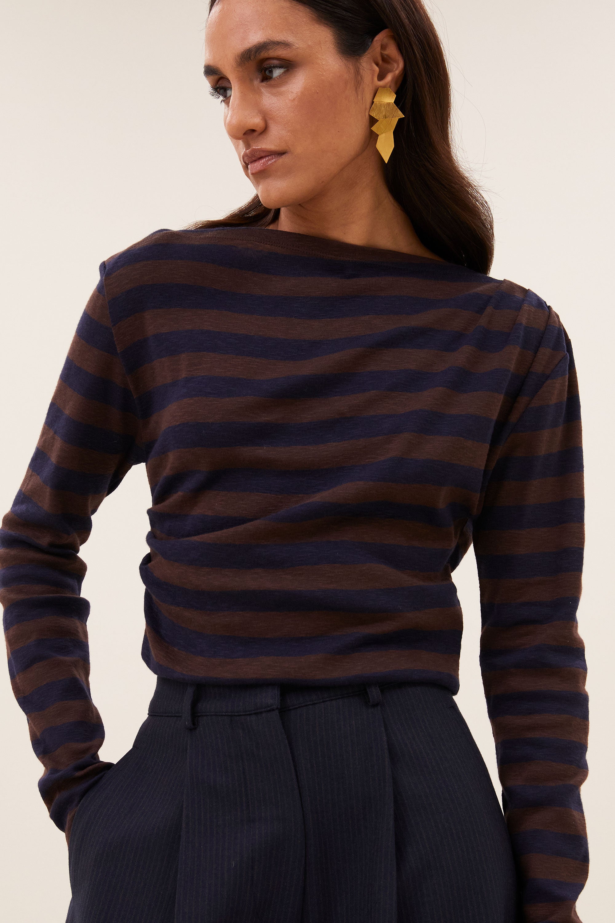 leya big stripe top | coffee bean