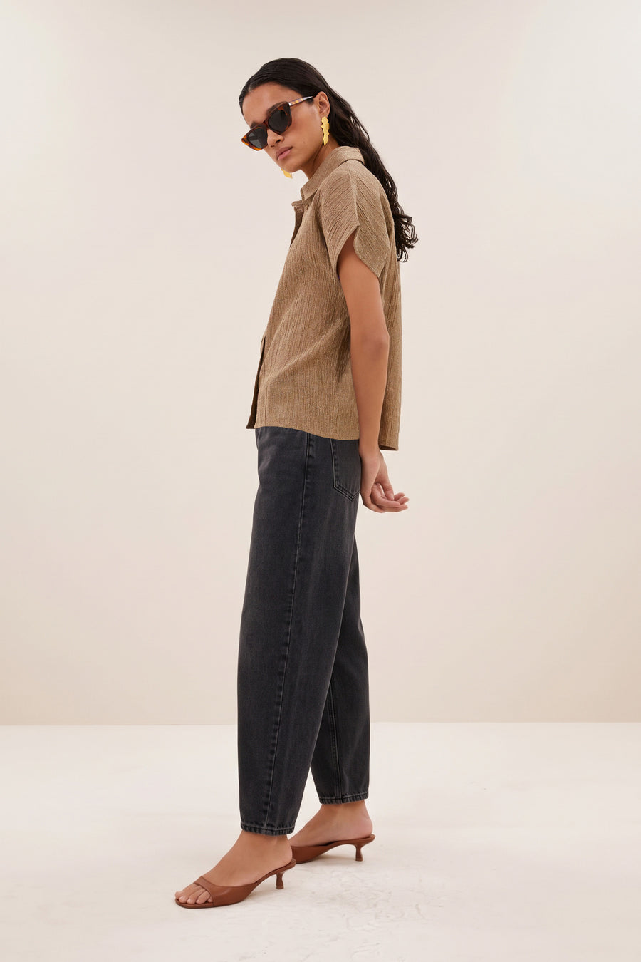 barley lurex blouse | gold