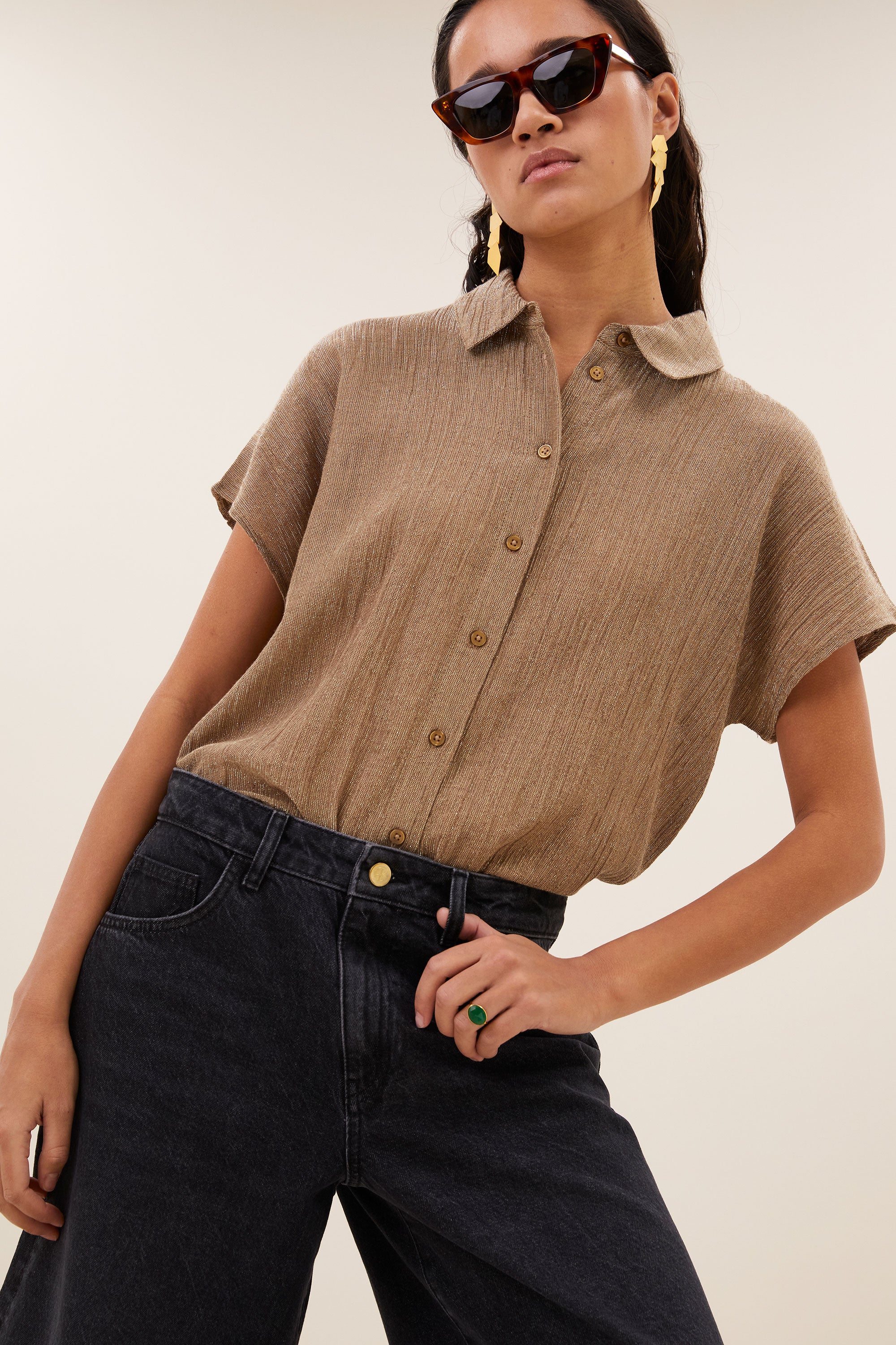 barley lurex blouse | gold