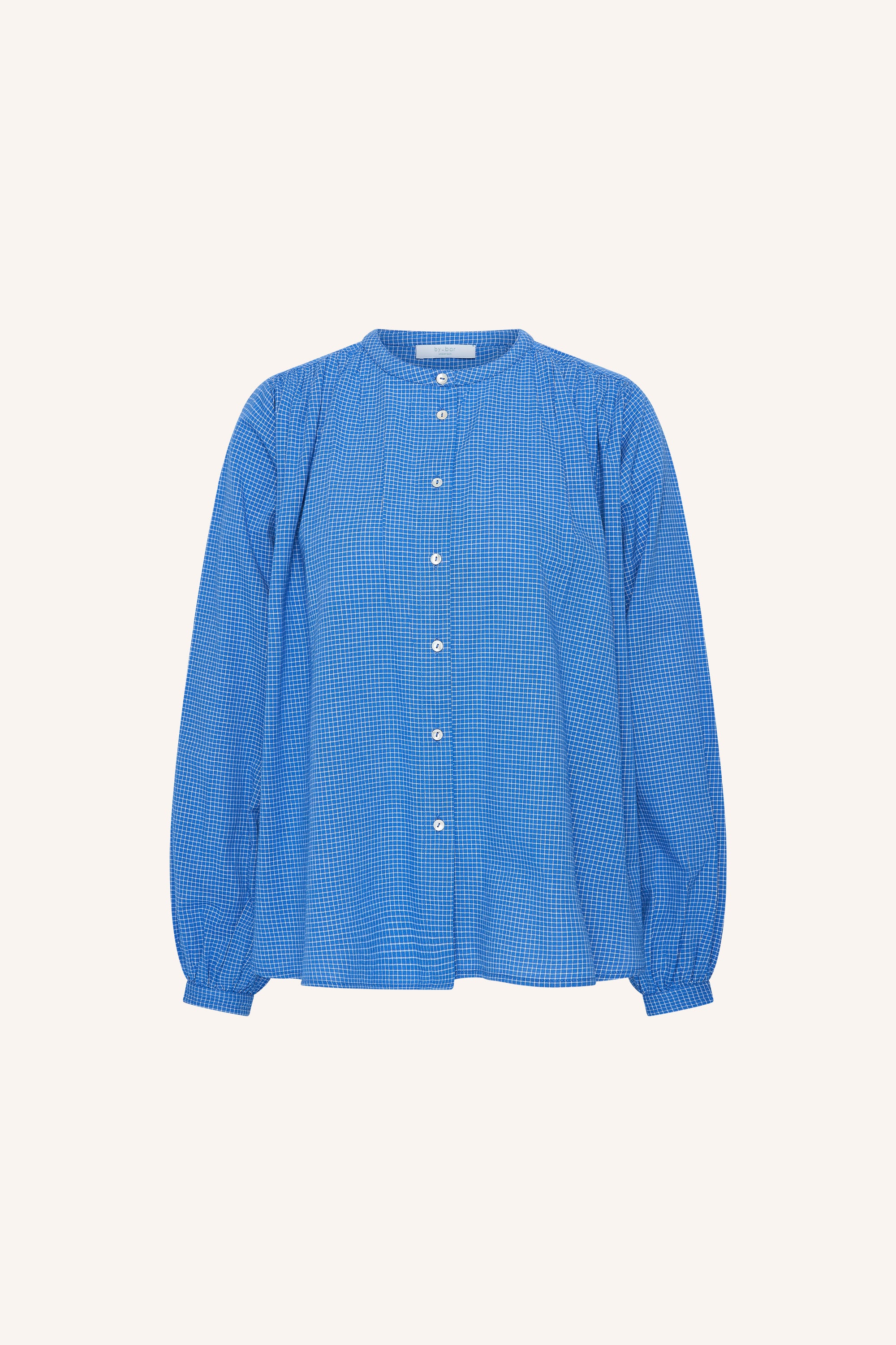 nyka-blue-check-blouse-little-blue-check-all-time classic-knoopsluiting-biologisch katoen-by-bar-productfoto