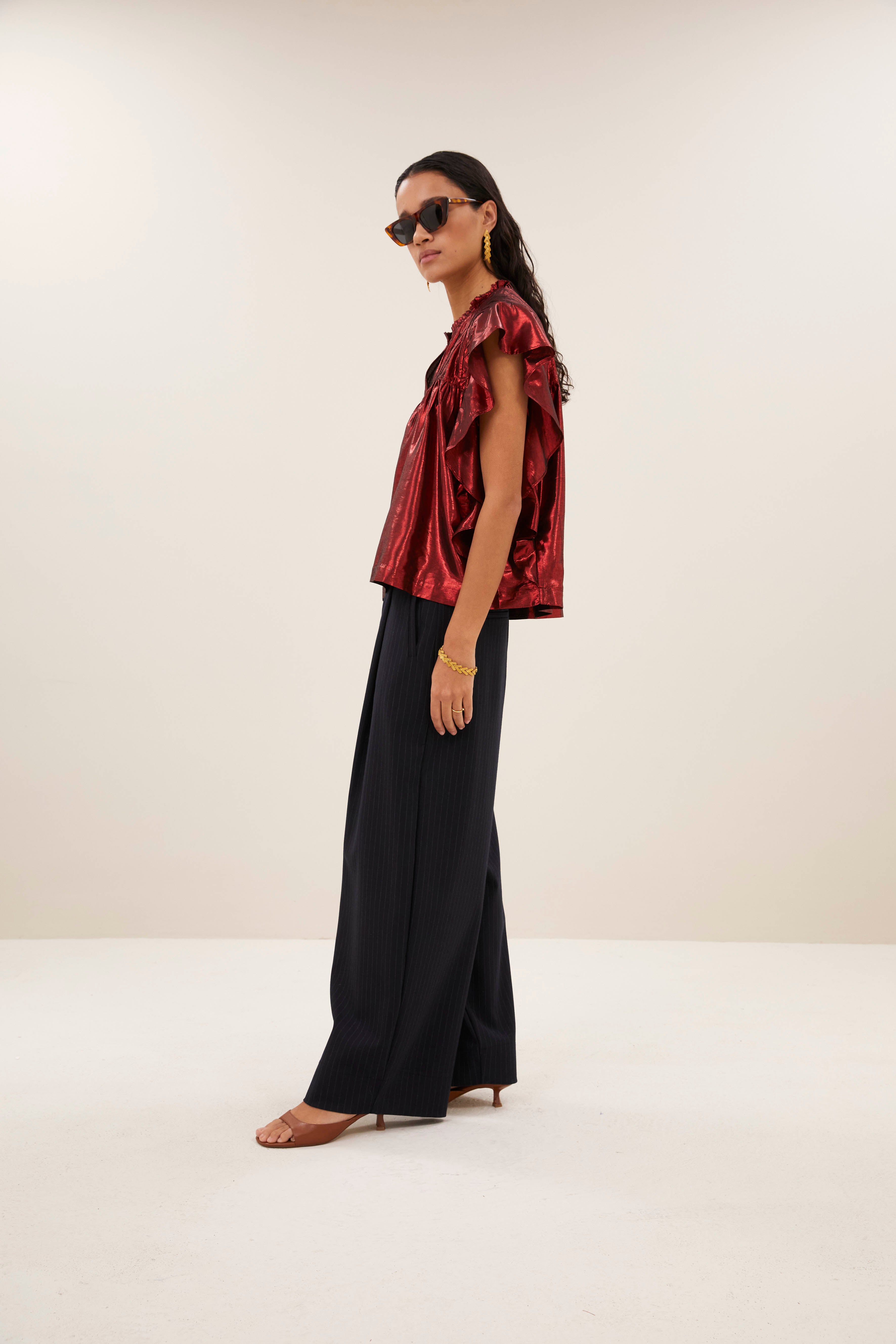 blouse-danee metallic blouse red metallic-by-bar-aanvullende foto