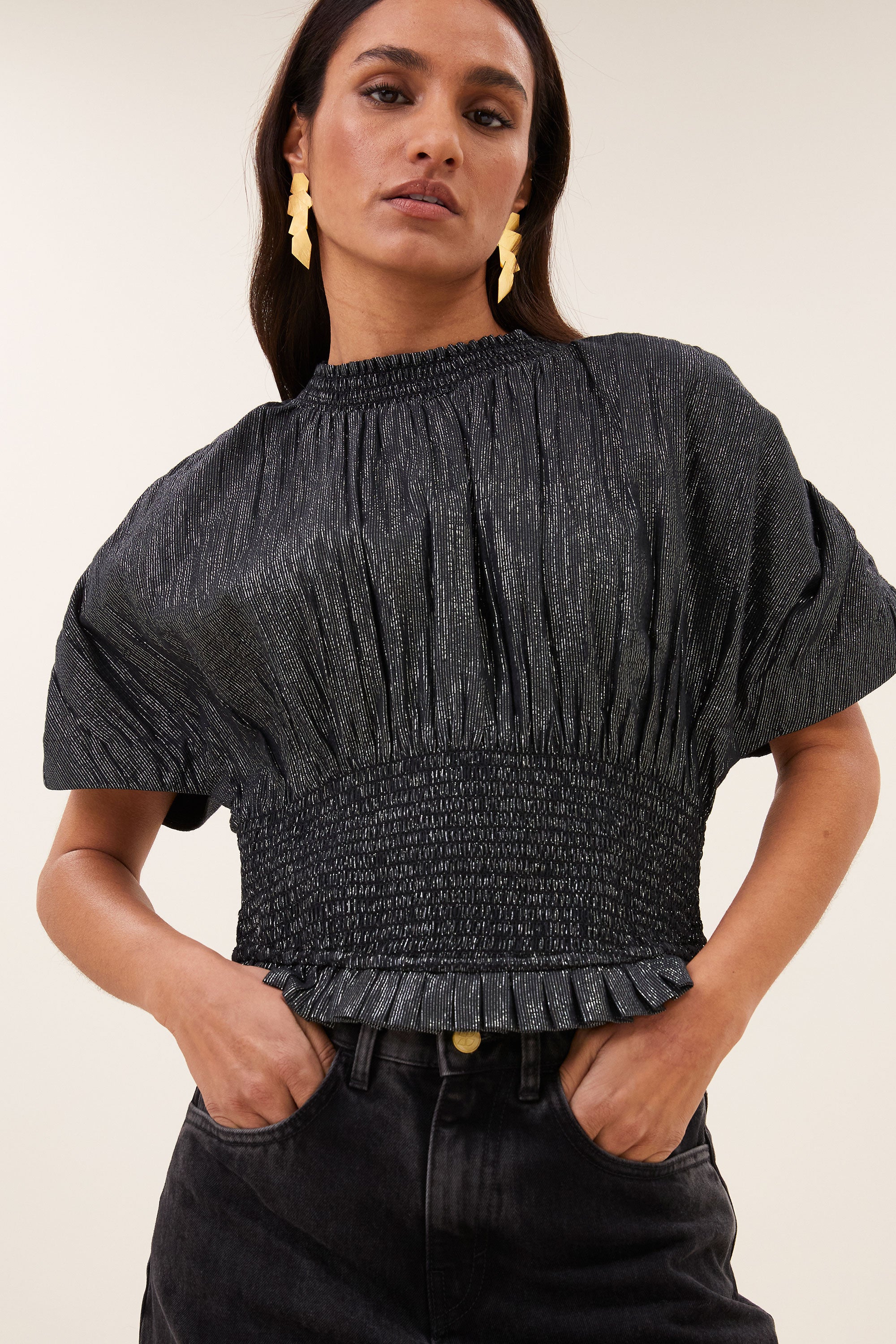 mela lurex blouse | silver