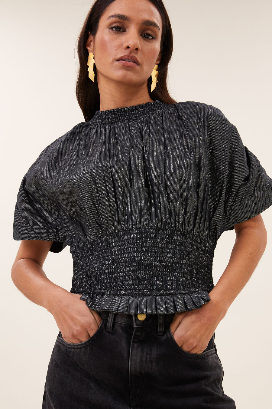 mela lurex blouse | silver