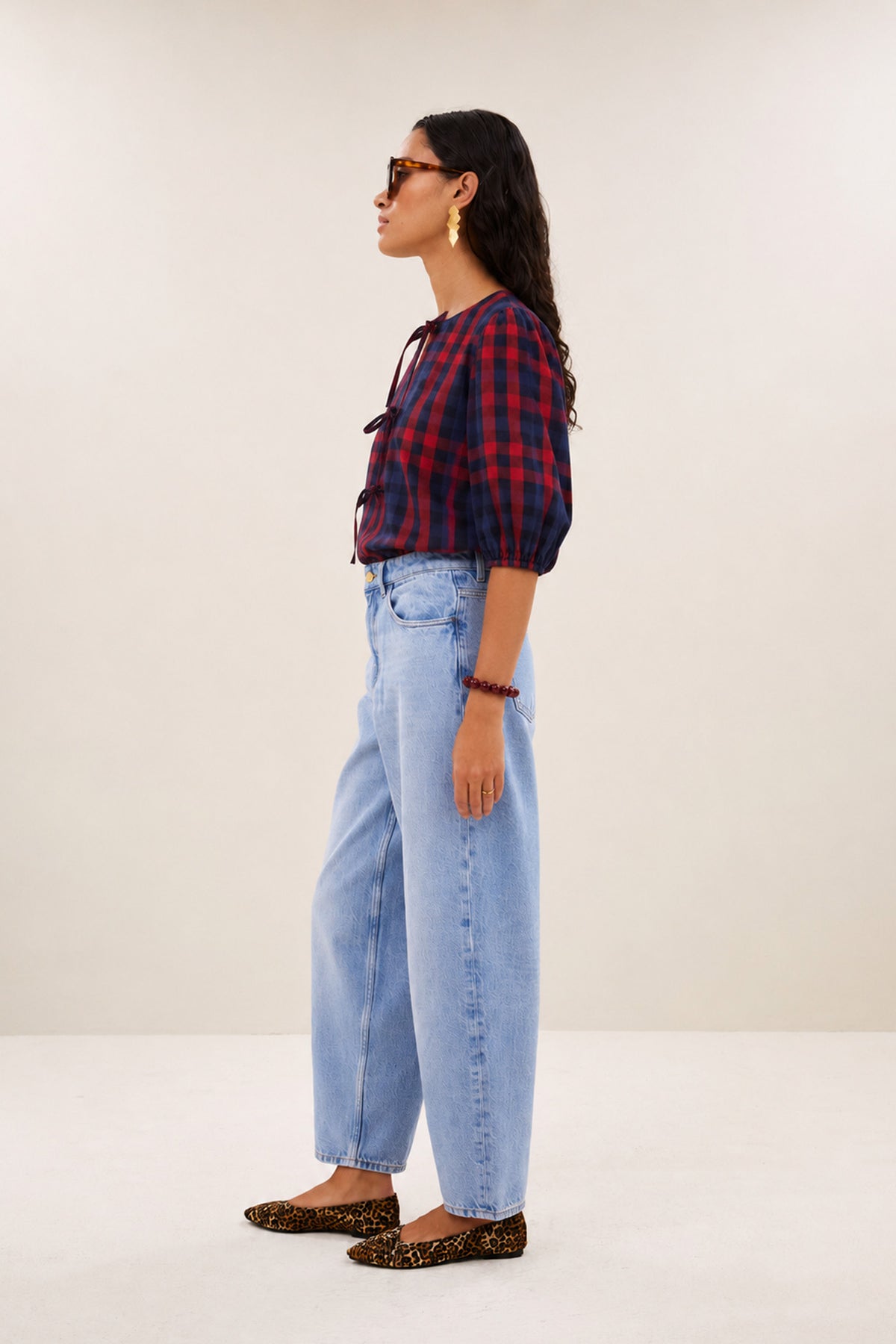 kaya red check blouse | royal red check