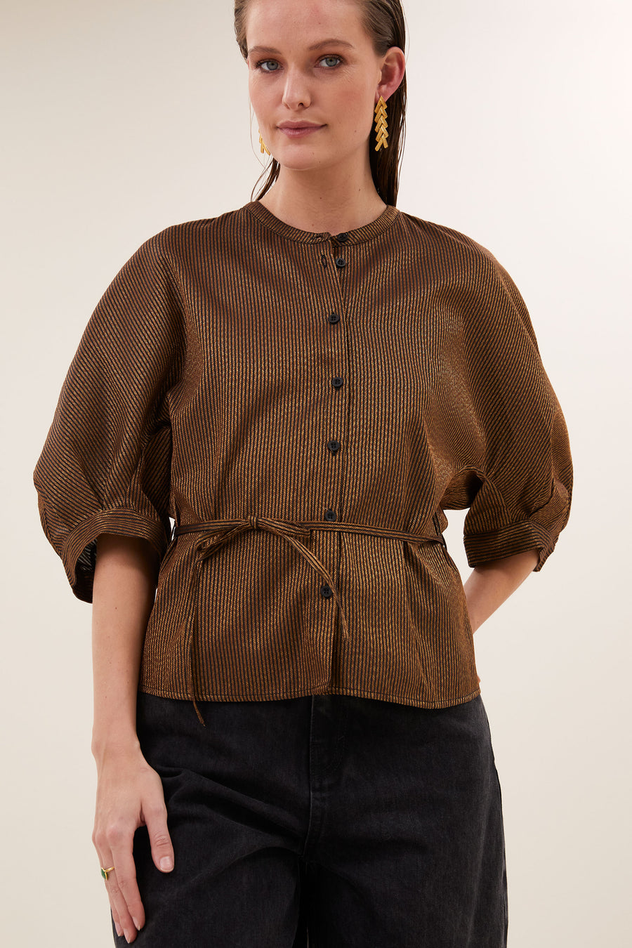 phoebe festive blouse | gold