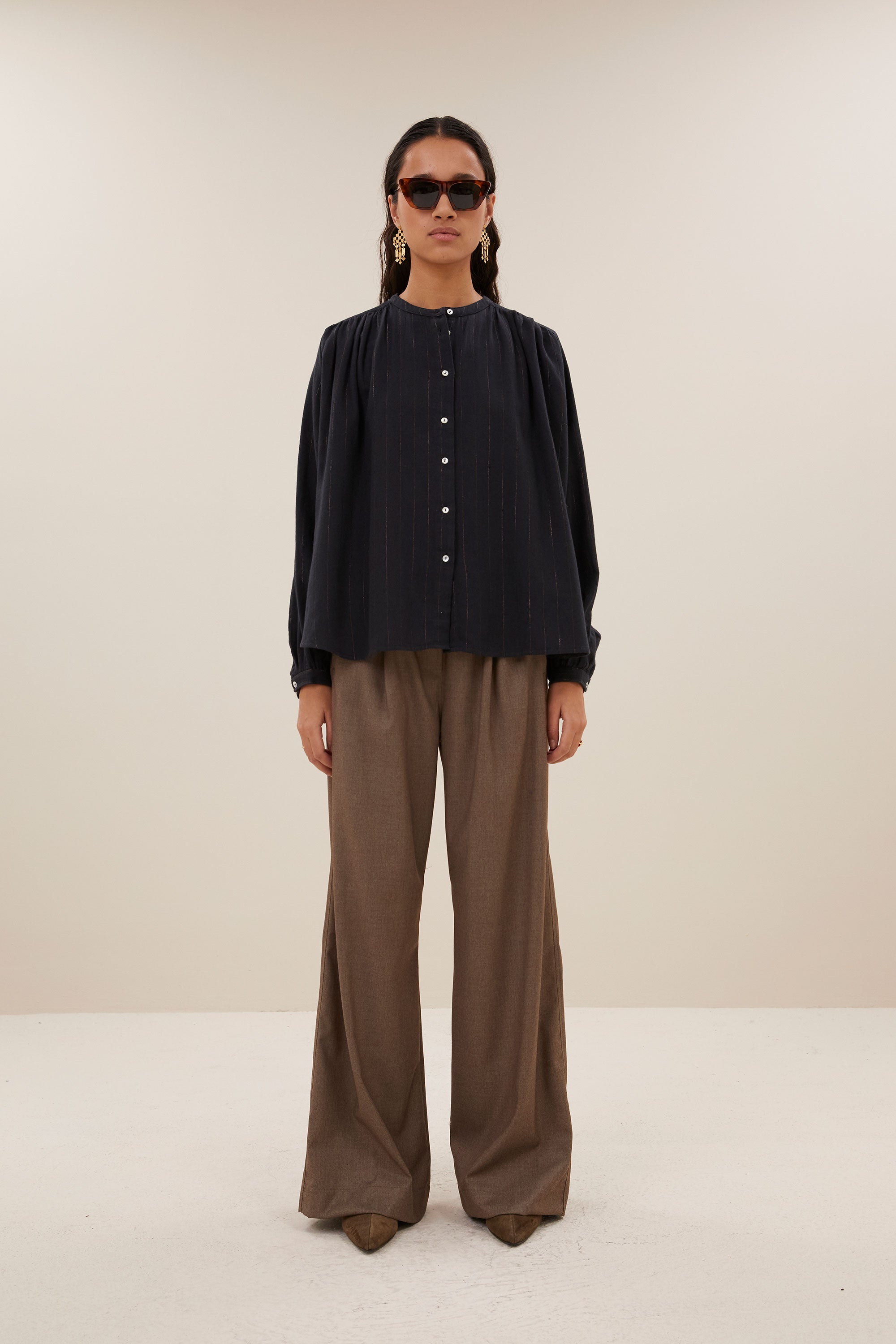 nyka lurex blouse | midnight lurex stripe