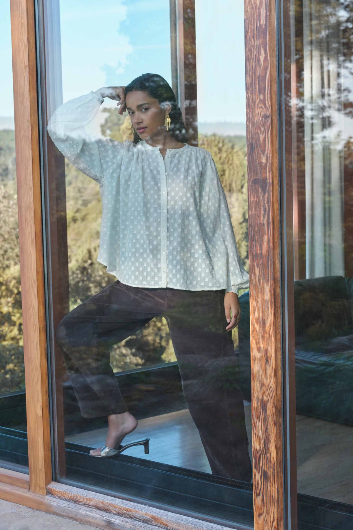 nyka weave blouse | off white weave