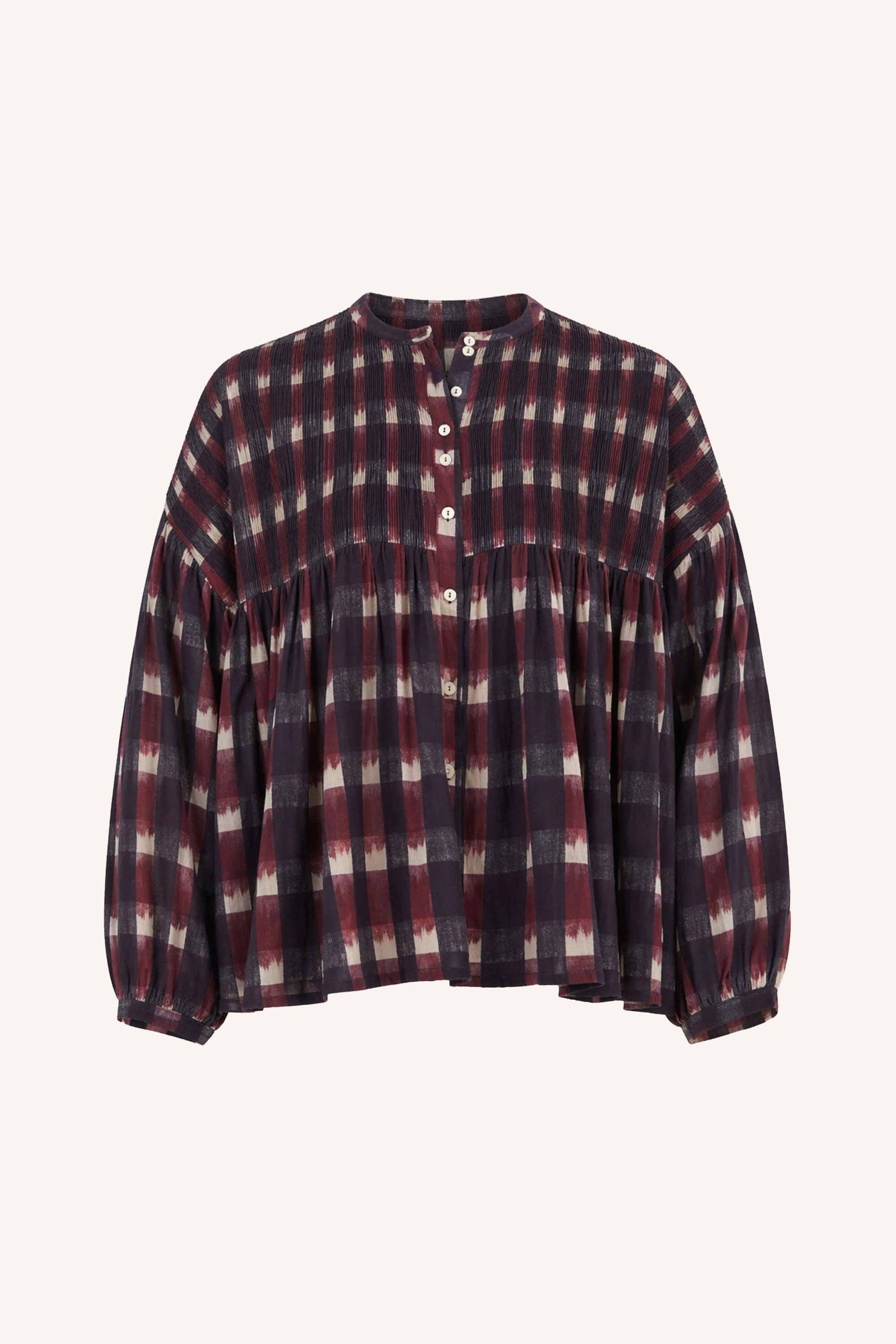 mine ikat blouse | wine ikat print