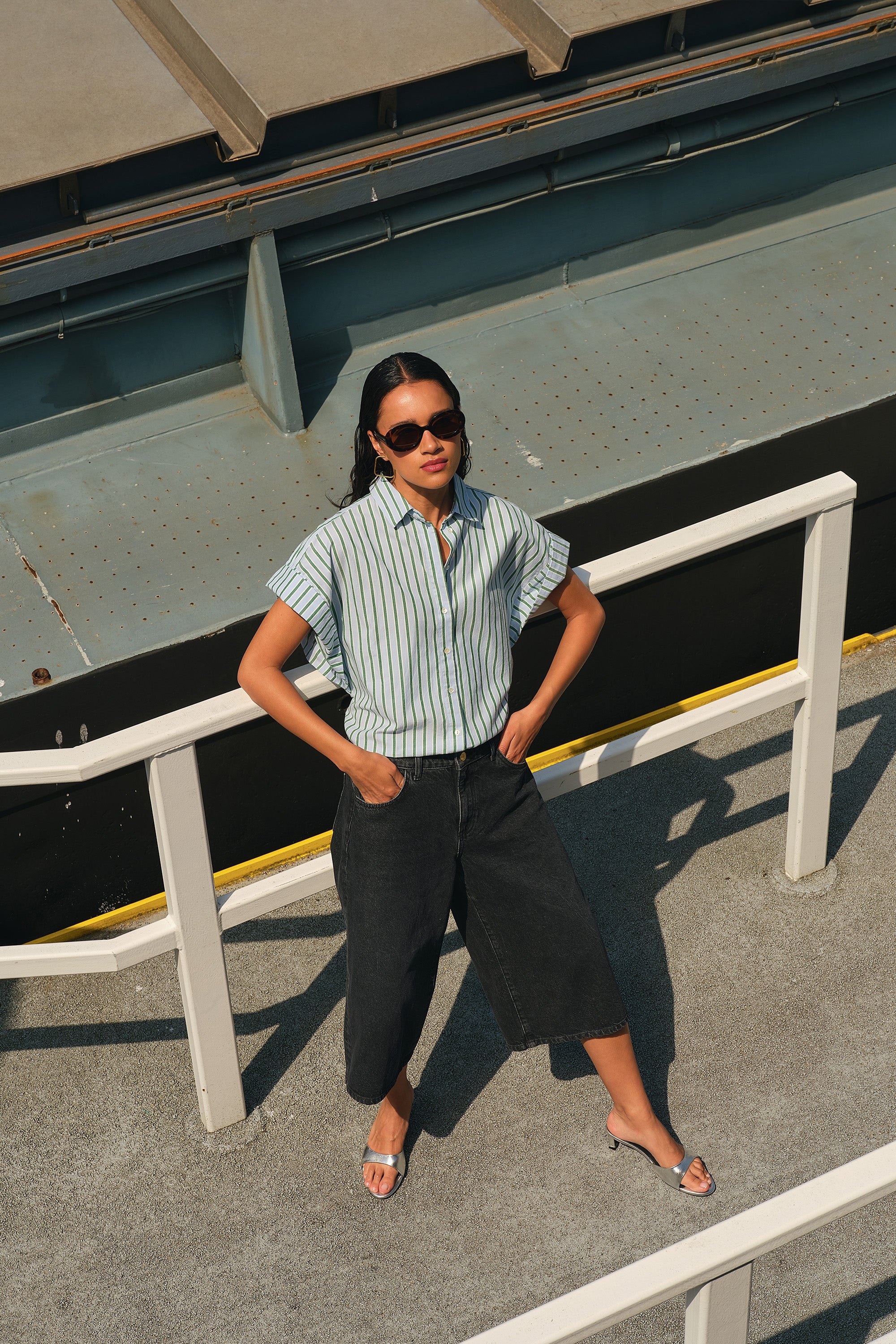 pixie sea blouse | green sea stripe