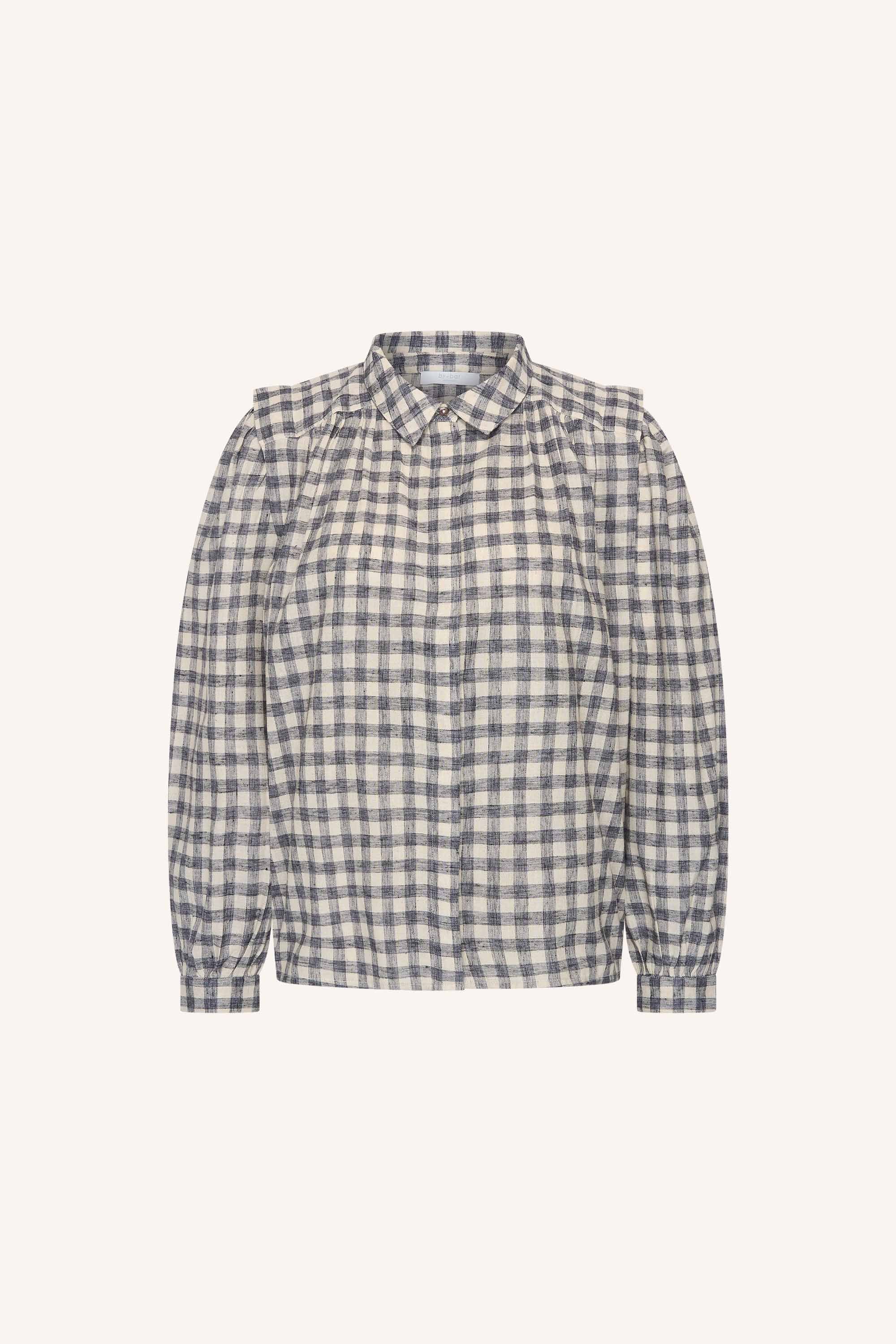 maia check blouse | ash grey check
