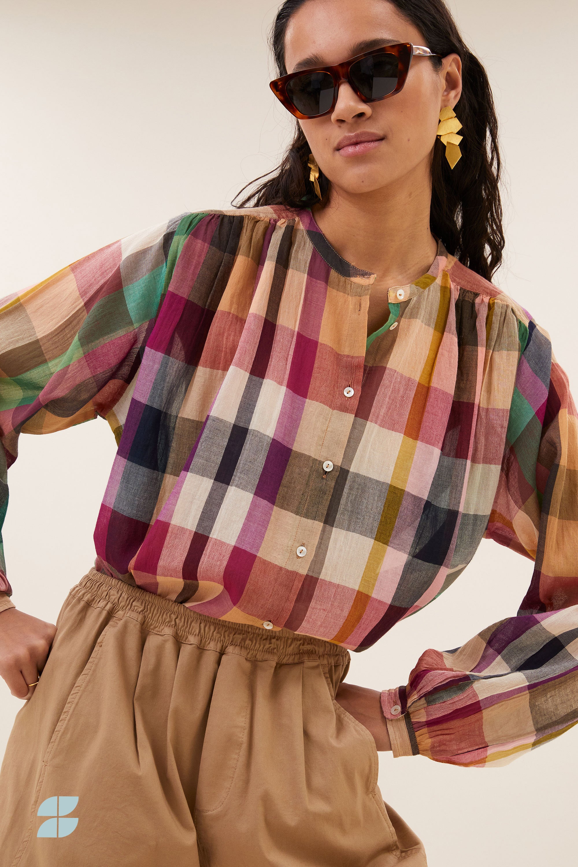 nyka rainbow blouse | rainbow check