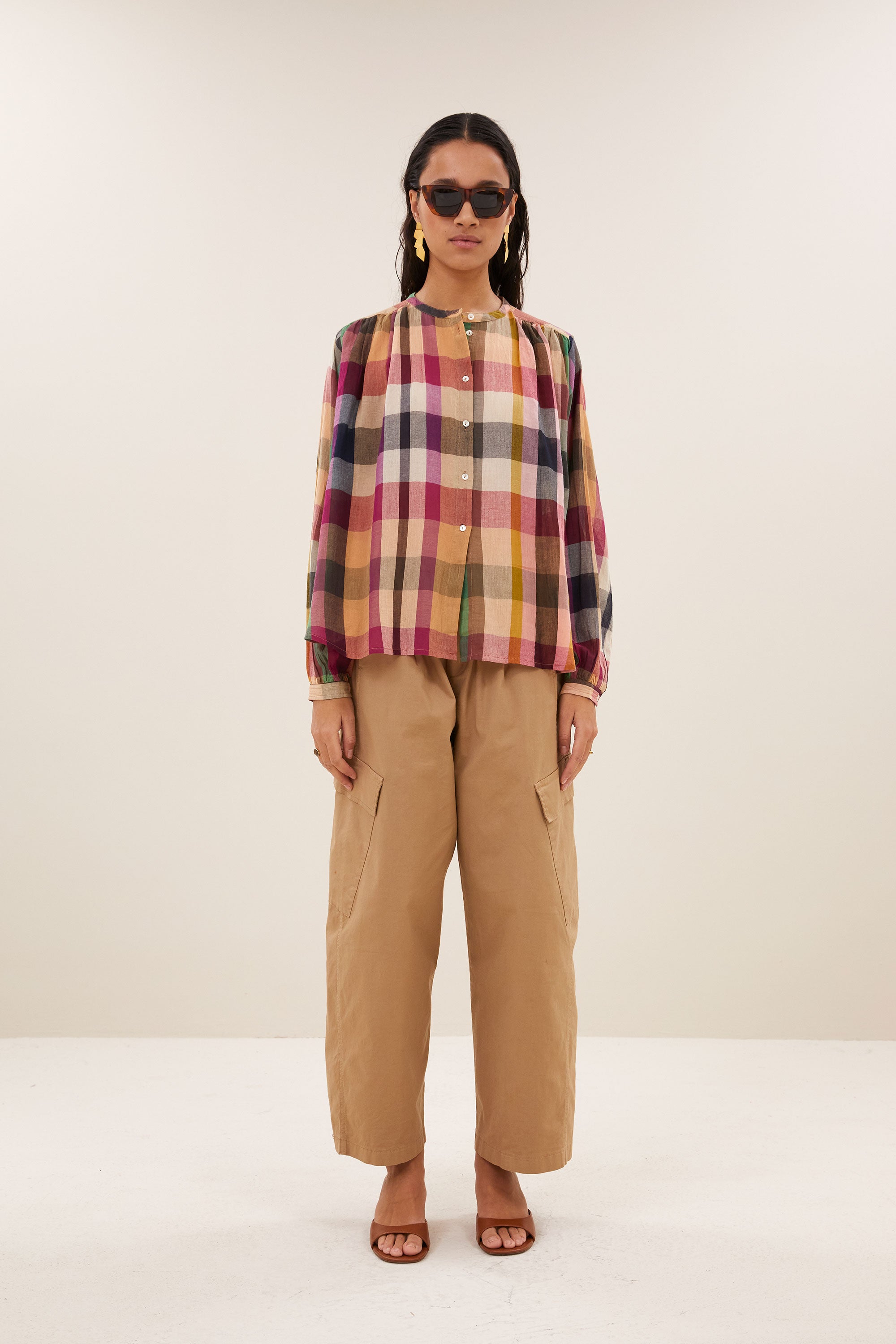 nyka rainbow blouse | rainbow check