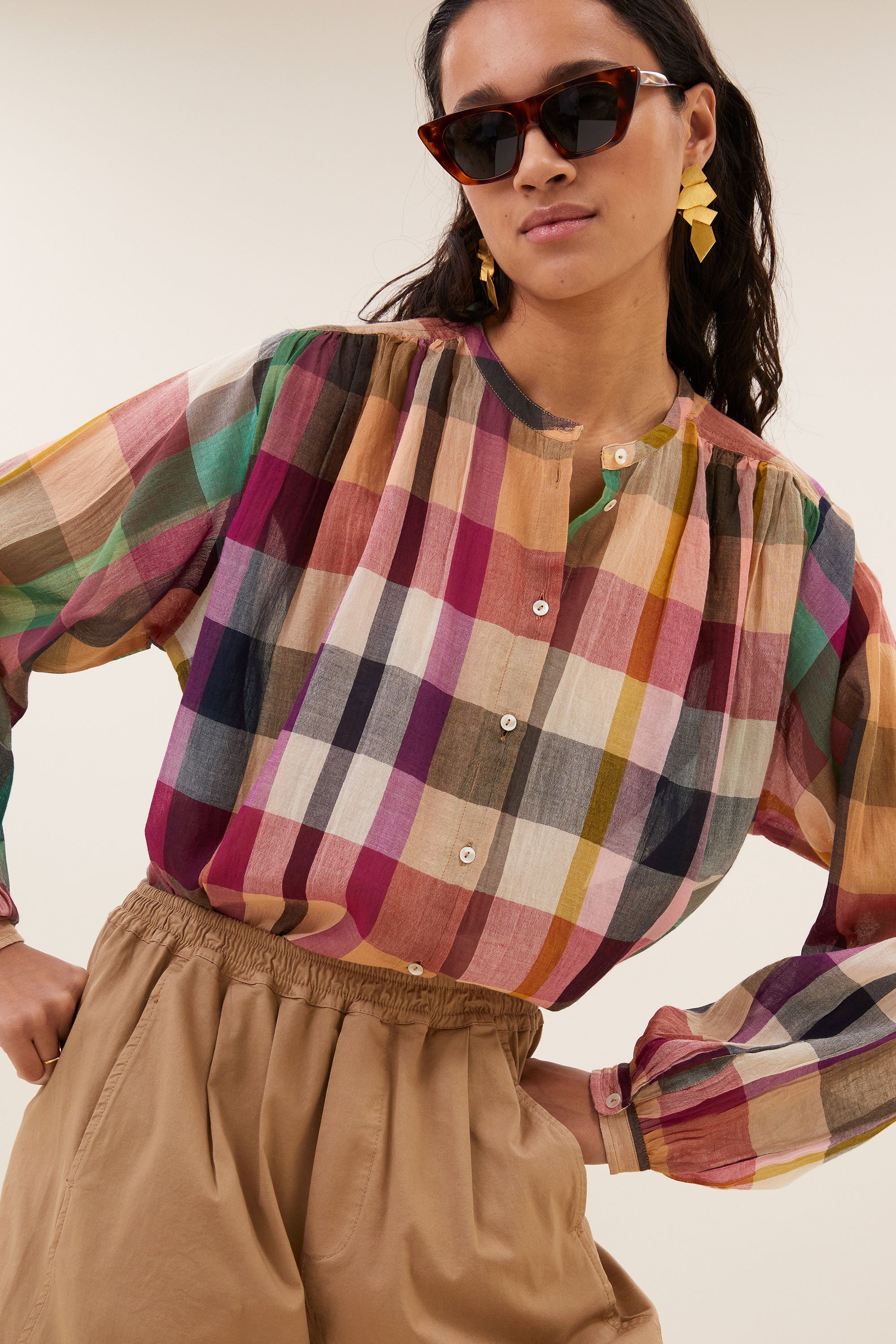 nyka rainbow blouse | rainbow check