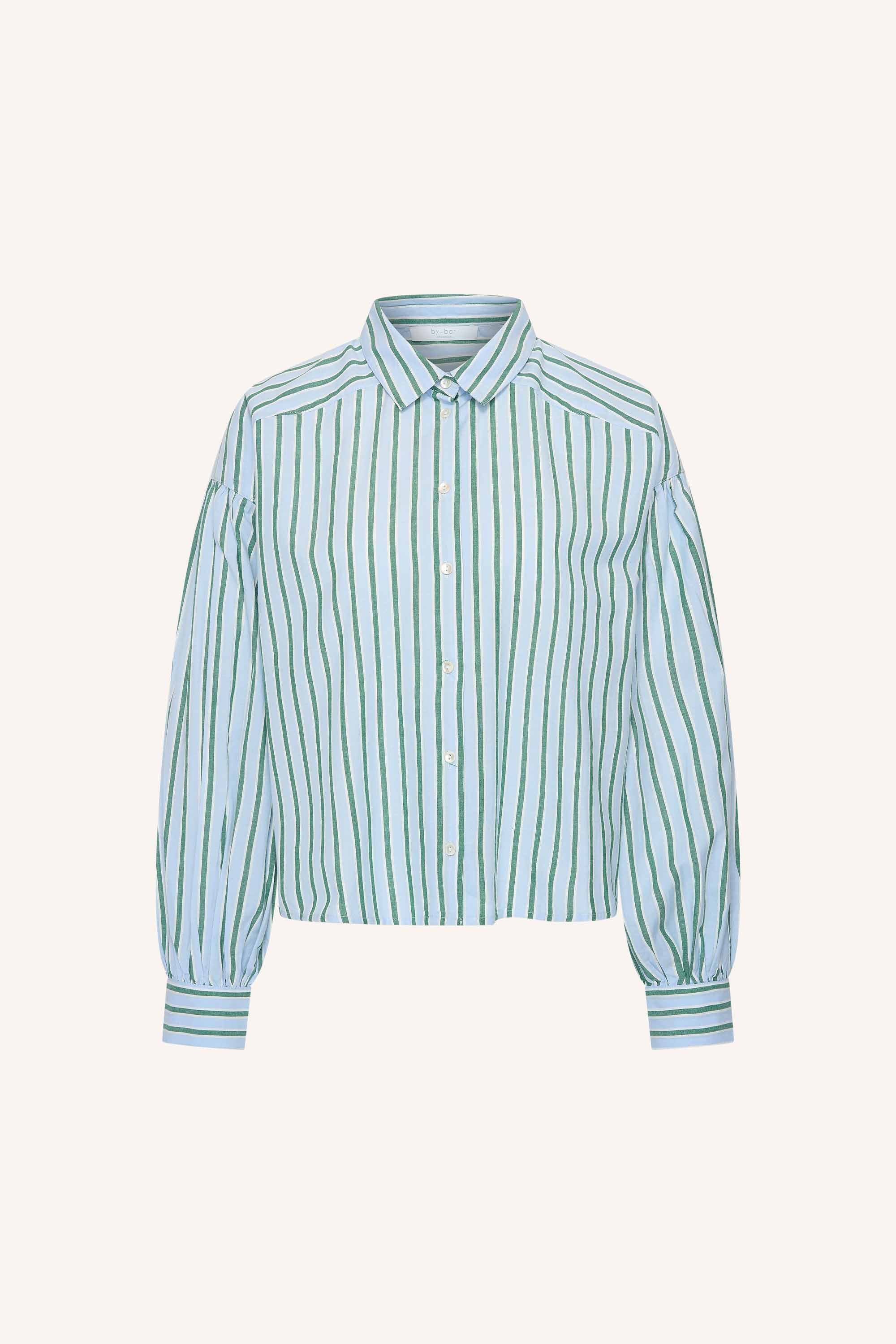 sarah short sea blouse | green sea stripe