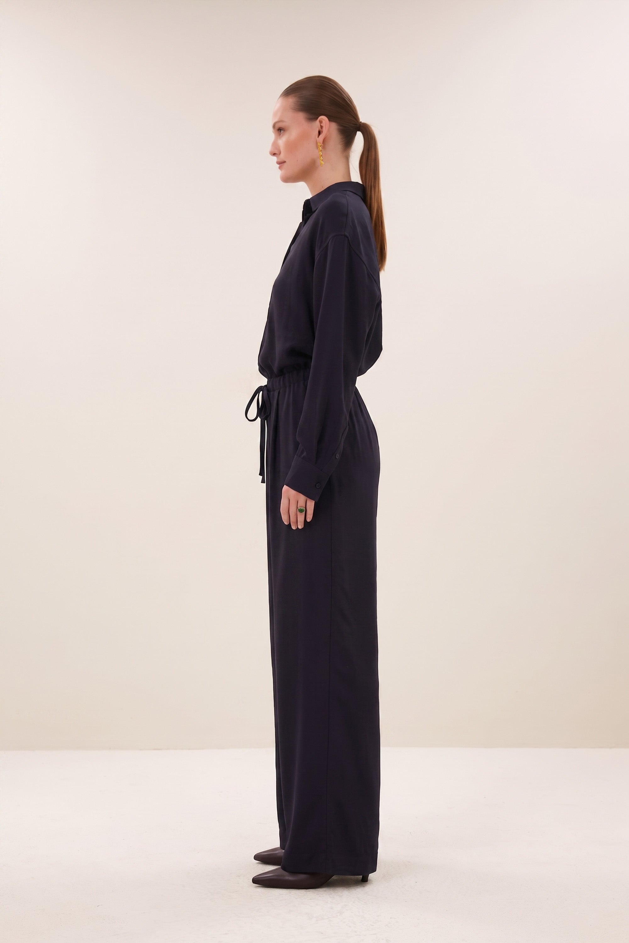 pelle satin stripe pants | night sky