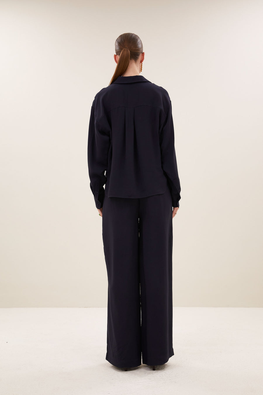 kris satin stripe blouse | night sky