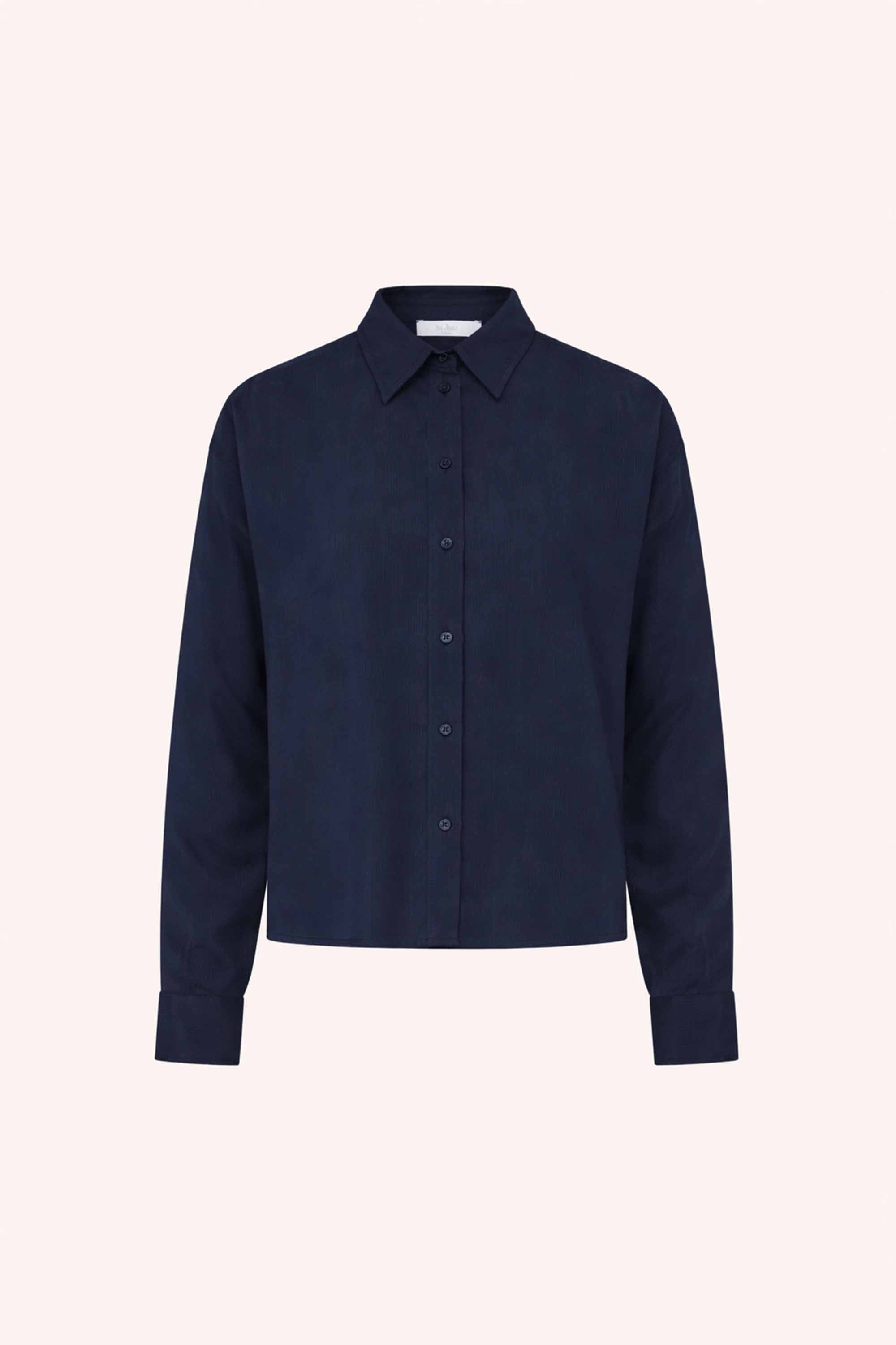 kris satin stripe blouse | night sky