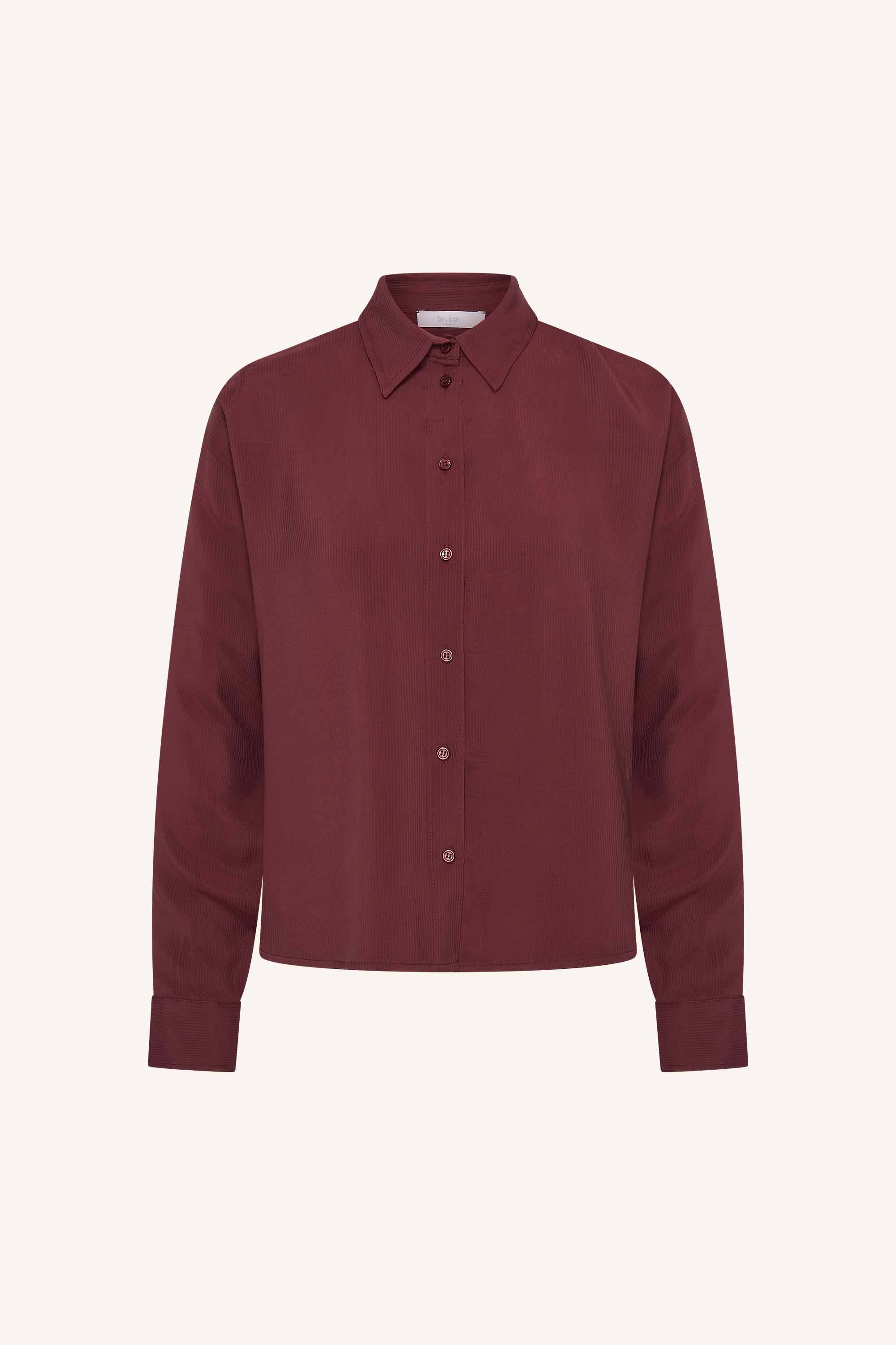 kris satin stripe blouse | pecan