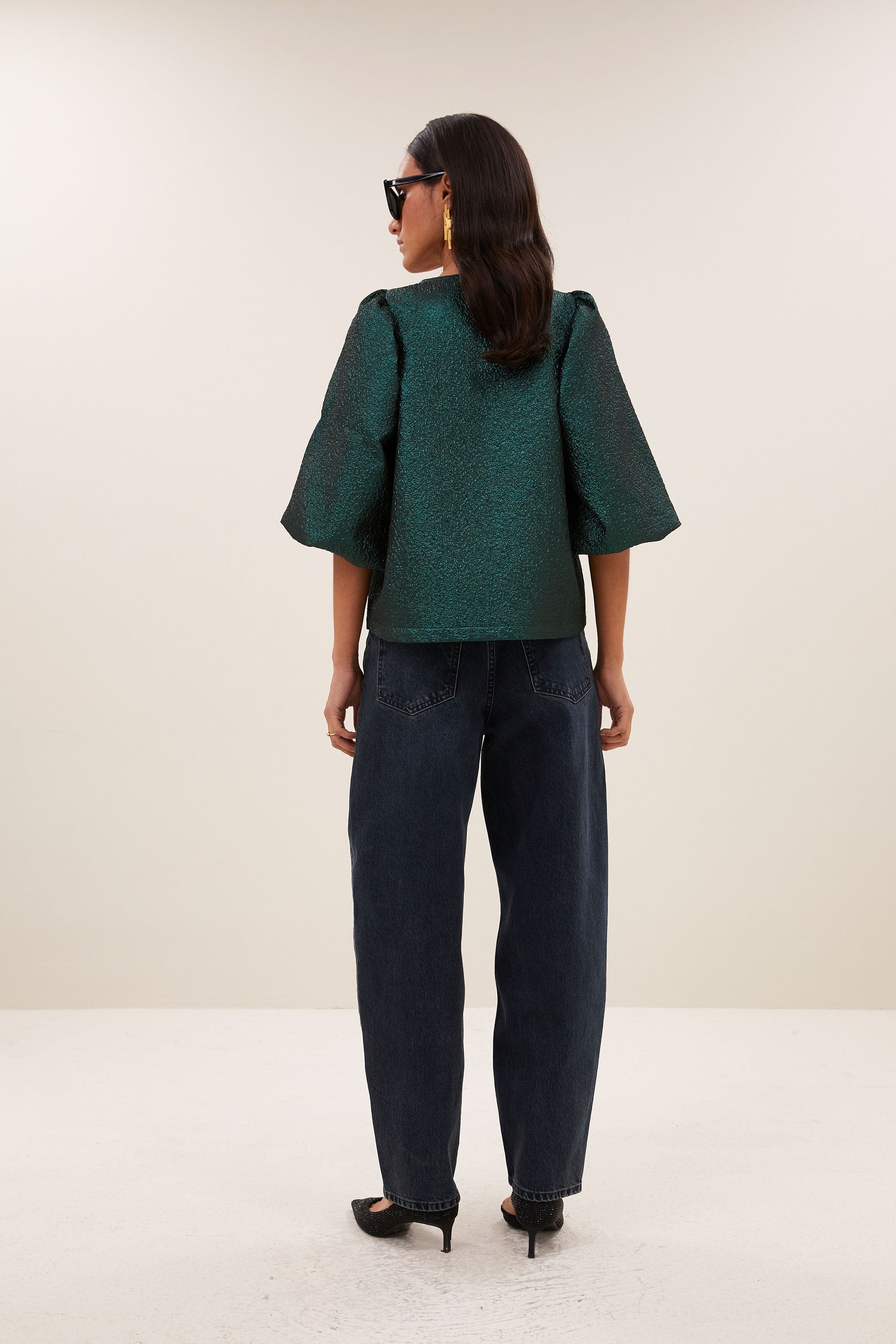 juta metallic blouse | green metallic