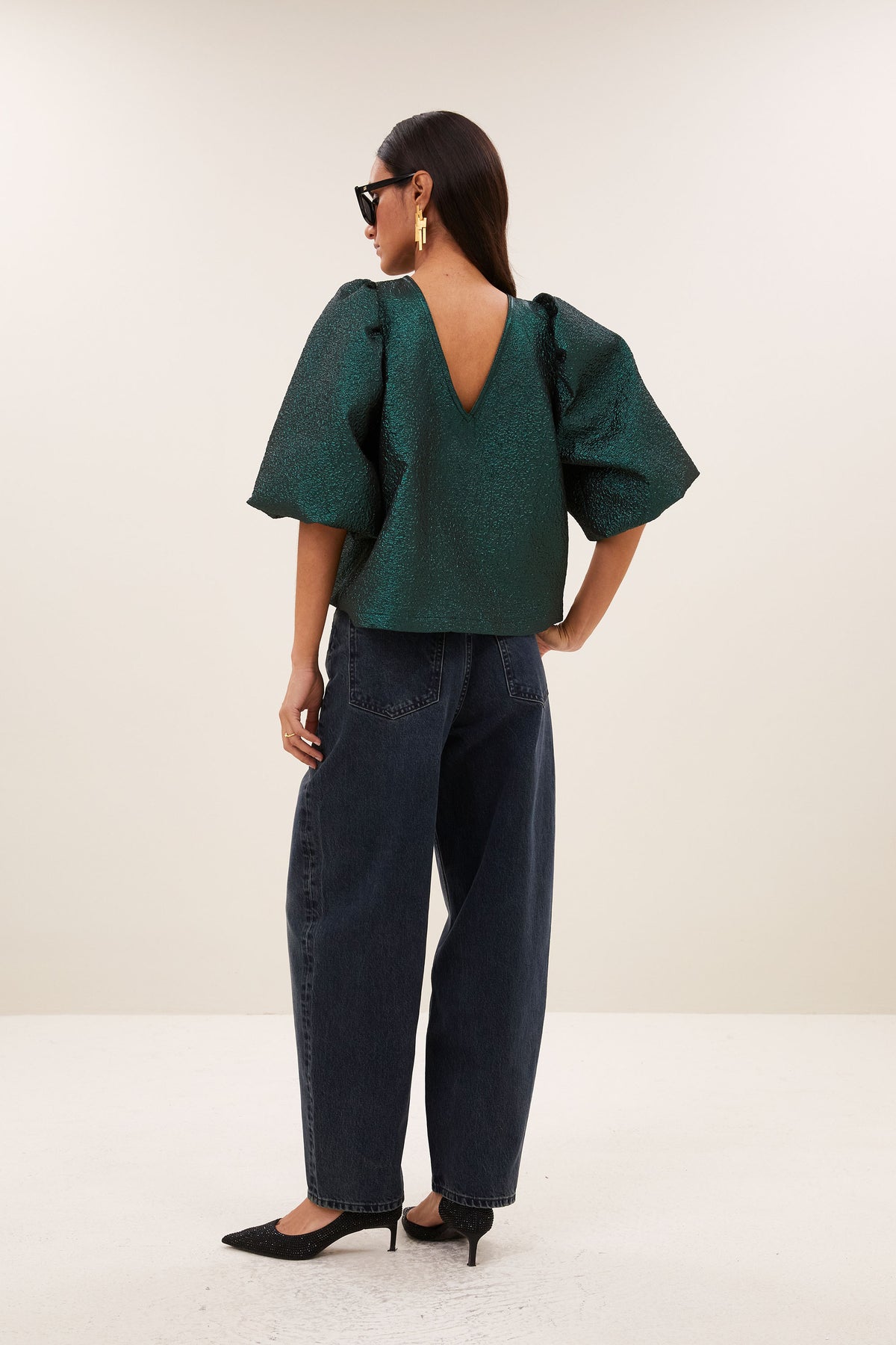 juta metallic blouse | green metallic