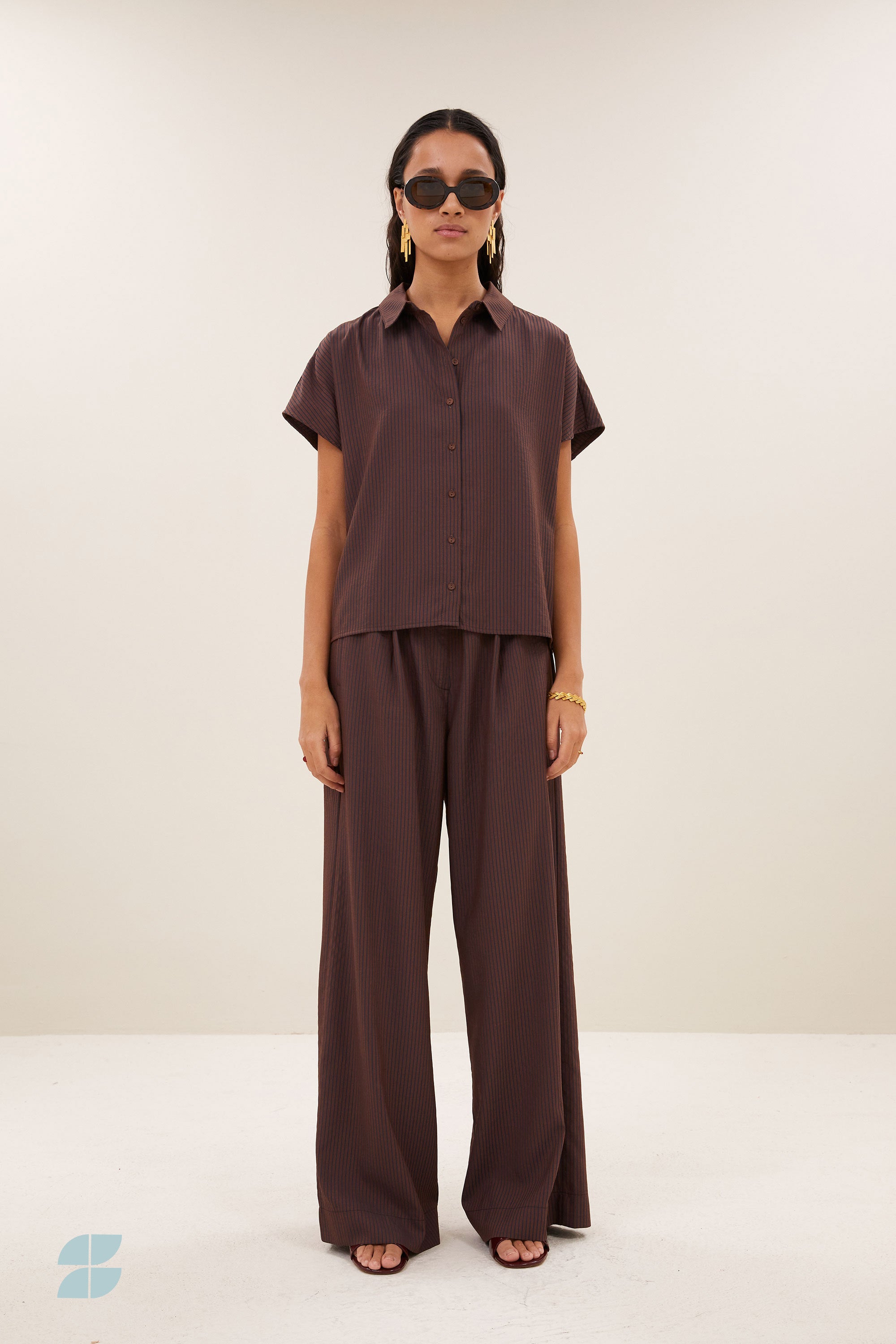 barley tan stripe blouse | tanning stripe