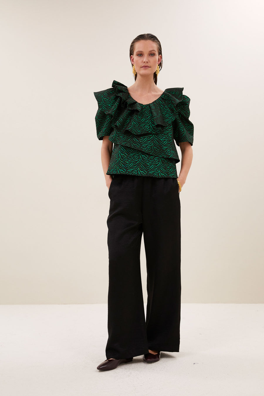 liz zebra blouse | green zebra
