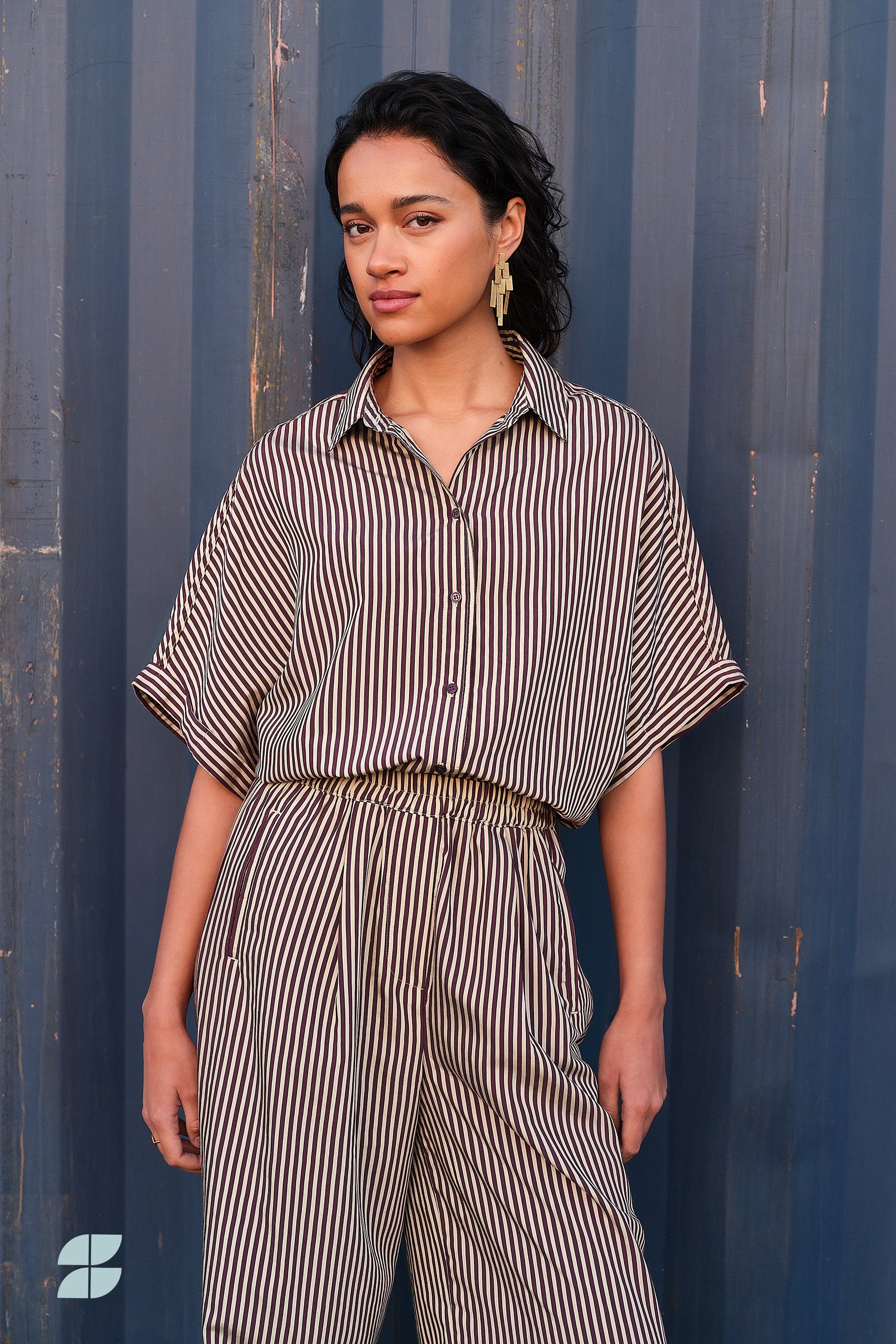barley stripe blouse | midnight stripe