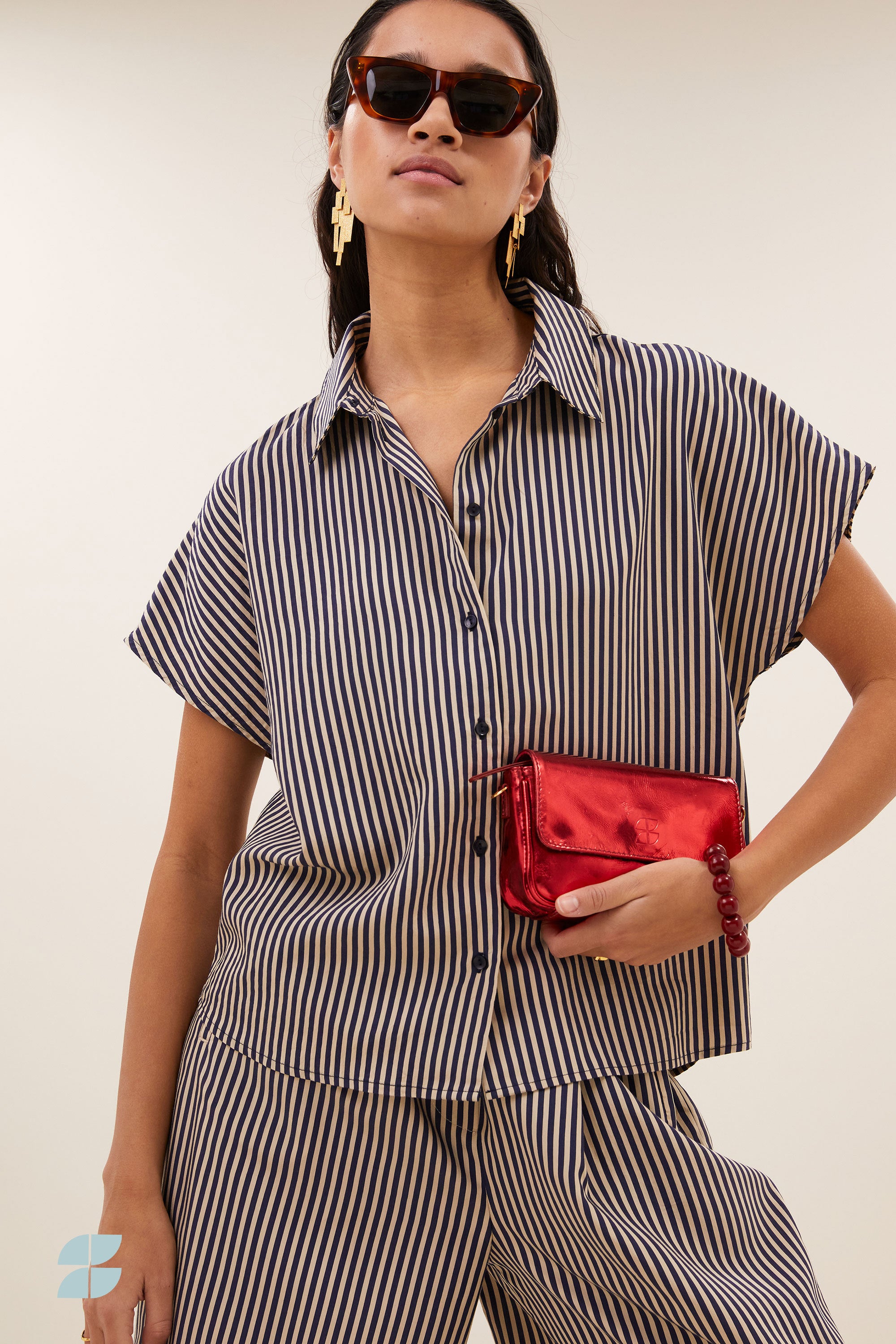 barley stripe blouse | midnight stripe