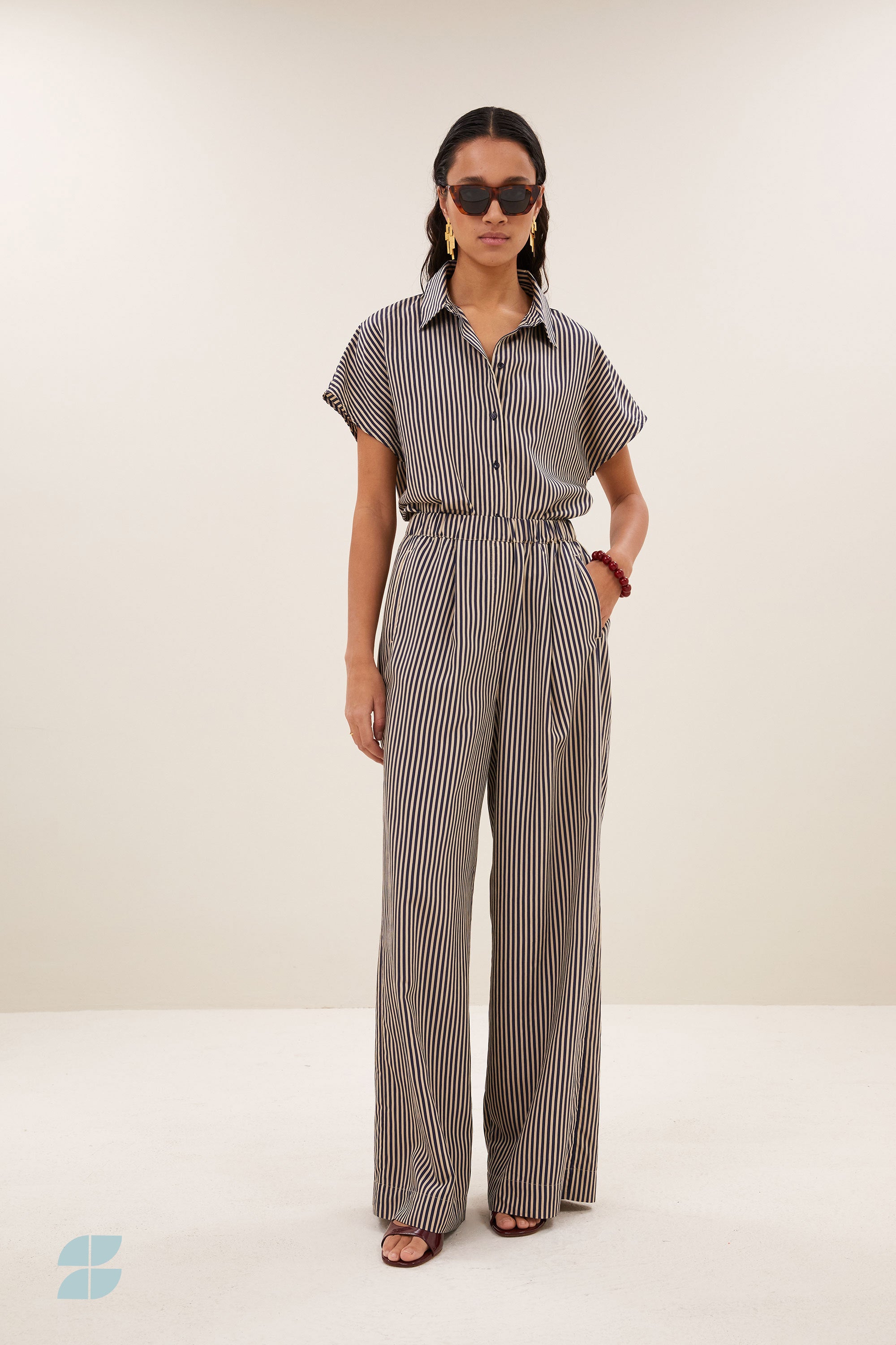 barley stripe blouse | midnight stripe