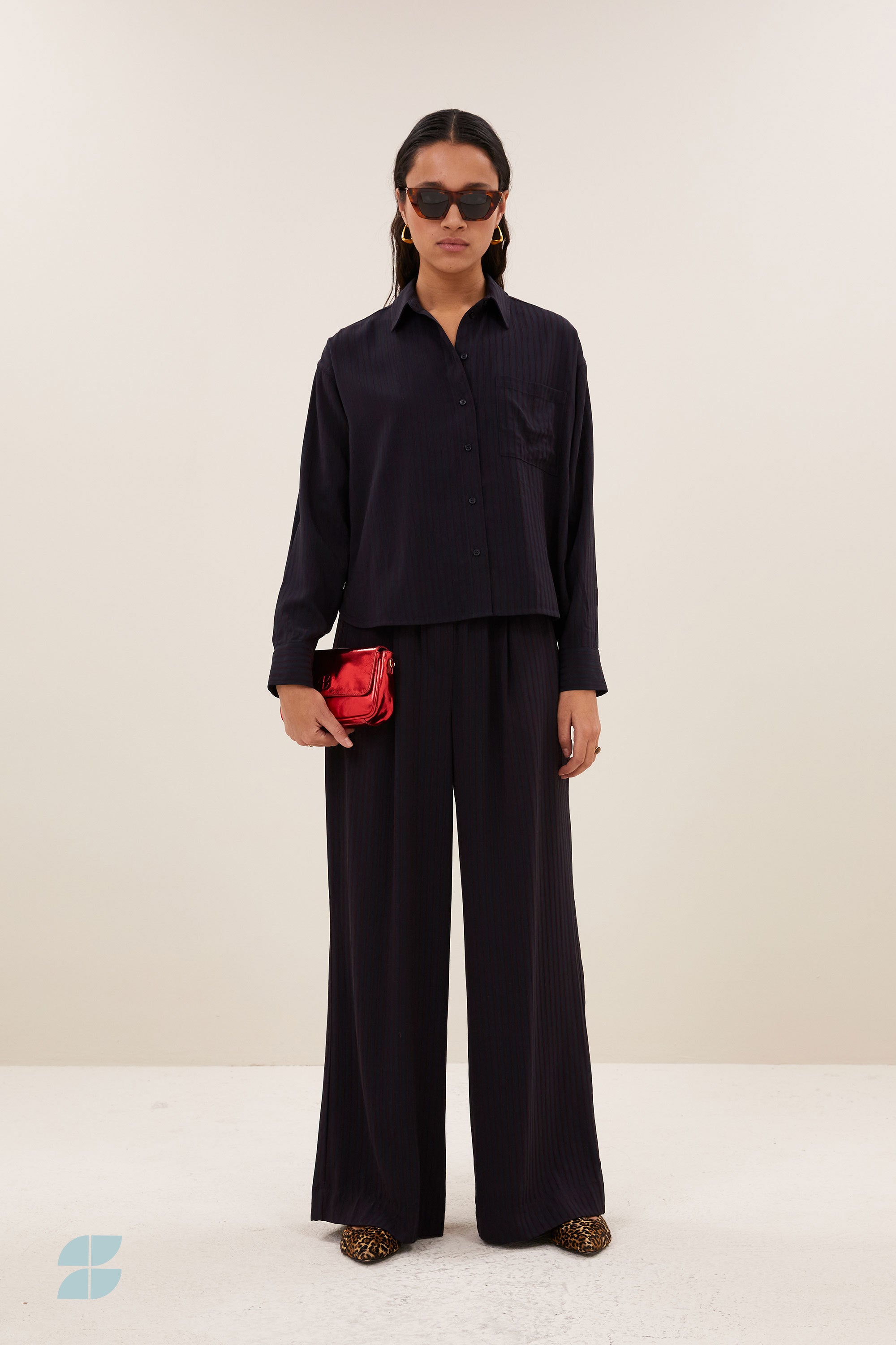 lise wide stripe blouse | wine stripe