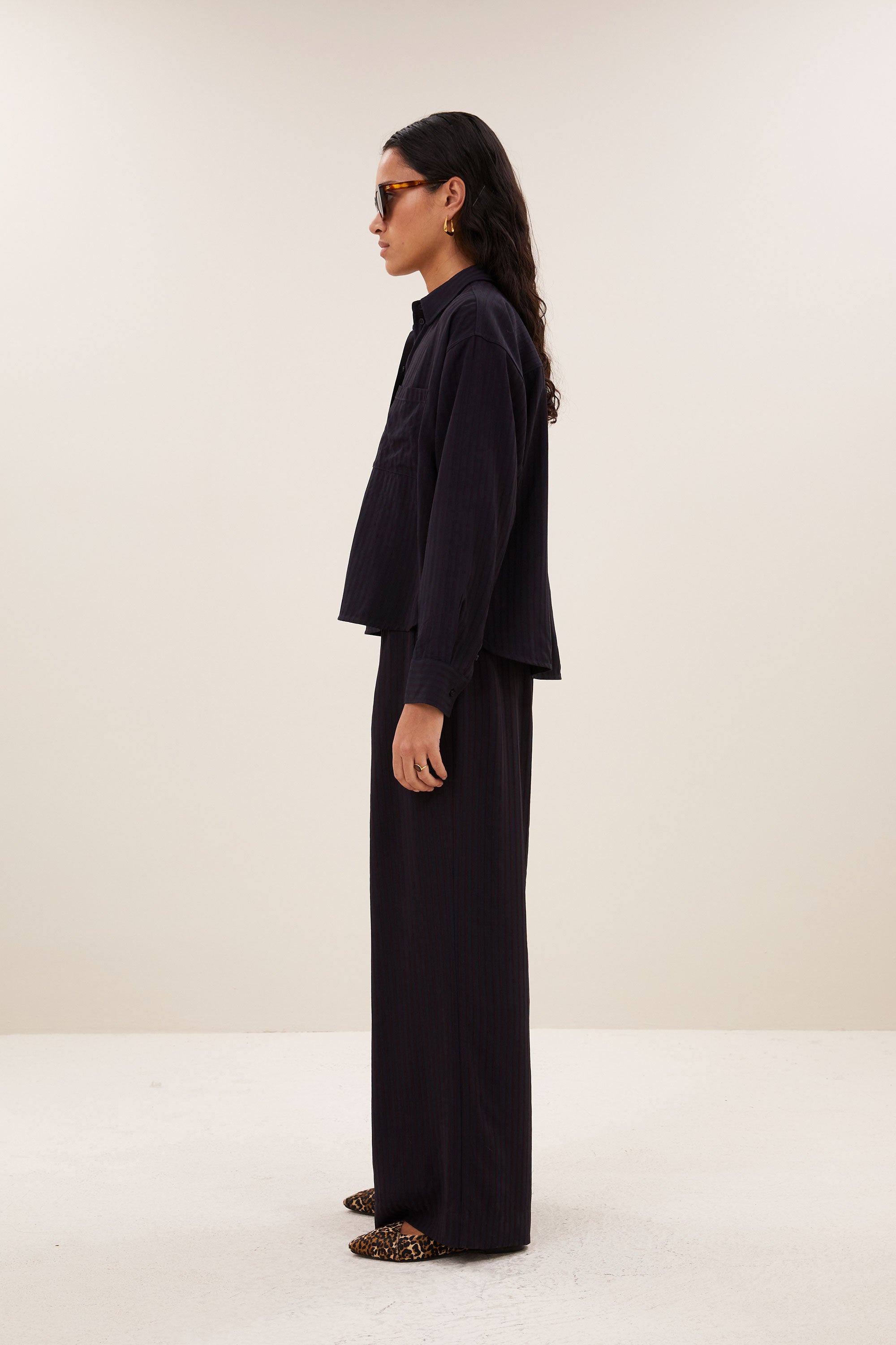 lise wide stripe blouse | wine stripe