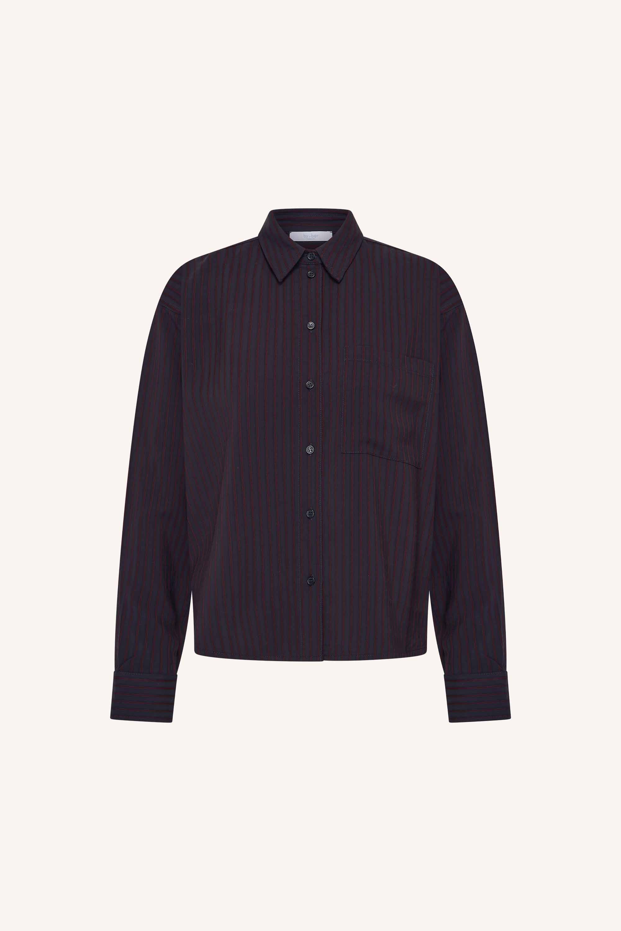 lise wide stripe blouse | wine stripe